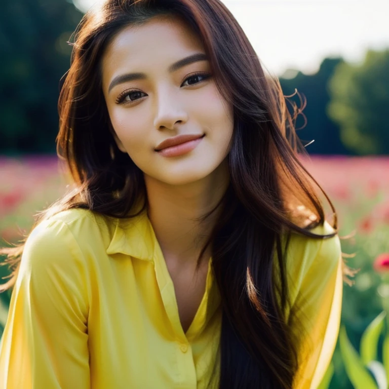 Close-up of woman in dark black shirt,Posing for pictures, black shirt, wearing The shirt is tight., beautiful woman wearing a tight black t-shirt with a cropped waist, ponytail, in the flower field, Girl forehead in a field of flowers, girl, Photo of a beautiful woman, Asian girlที่สวยงาม, woman ยืนin the flower field, ยืนin the flower field, attractive woman, Girl in a field of flowers, ยืนin the flower fieldAsian girl, The shirt is tight., Beautiful Asian woman, The beautiful female jade tailor, Portrait of Sophie Mudd, Wear a cute shirt., jaw-dropping beauty, Asian girl, asian woman, Better known as Amaranth., beautiful body and face, Stunning beauty