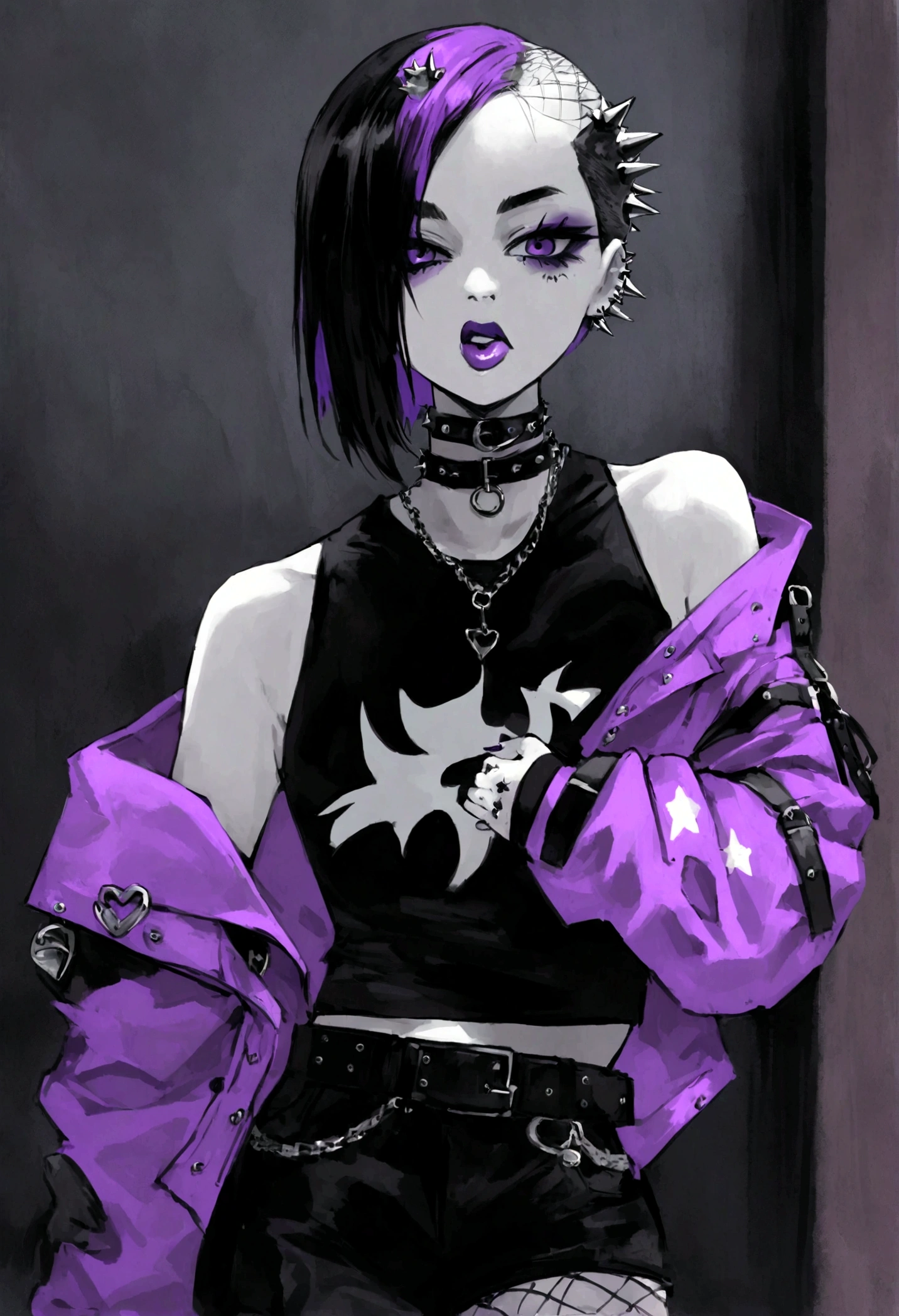 traditional japanese emo geisha skinhead, hairgoth, emo goth spikey fashion shoot editorial style, Hypebeast ultra fast fashion gang signs with goth emo accessories