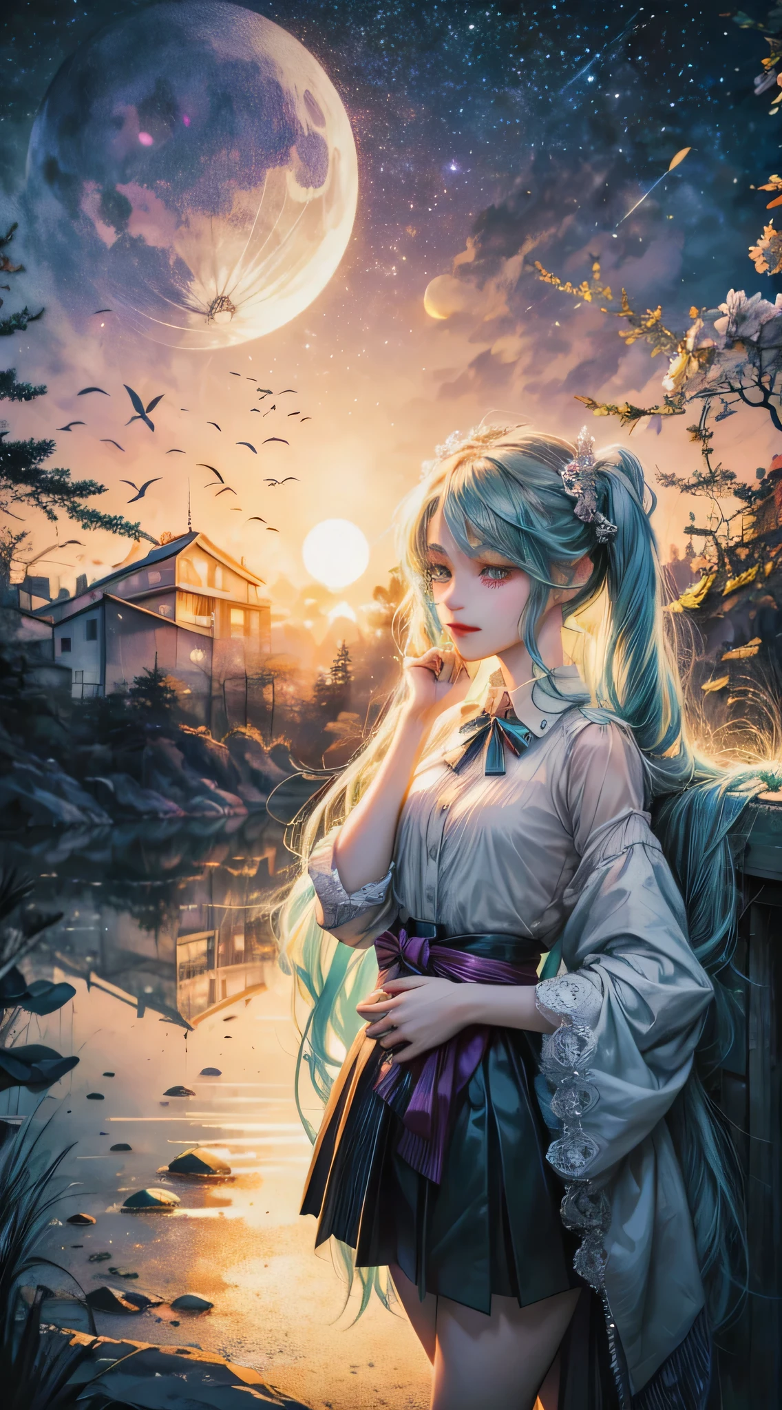 Absurdres masterpiece HDR high quality picture of Hatsune Miku, very young age girl 14 years old with detailed face, simple hair design , beautiful face, pose hands on waist pose and hands are hiding in her hair and clothes , very long hair, ((random hair style:1 )) , anime eyes, light skin ,
Halloween Festival outfit , succubus outfit, detailed hair ornaments , beautiful town background, masterpiece scenery