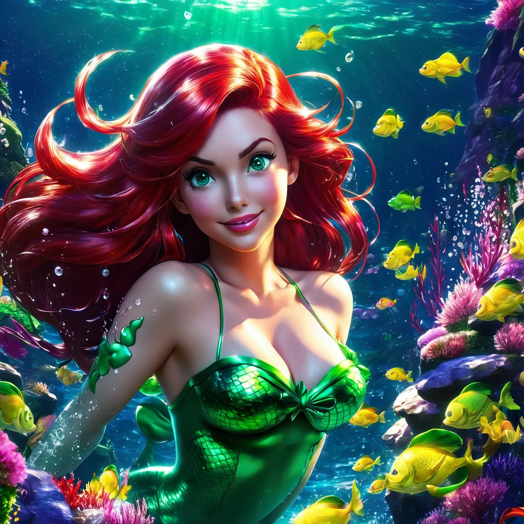 topless Ariel, the Little Mermaid with red hair and green eyes posing for a picture, haruno sakura, best anime 4k konachan wallpaper, seductive anime girl, marin kitagawa fanart, sakura petals around her, splash art anime , anime style 4 k, anime moe artstyle, high quality anime artstyle, detailed anime artwork, anime wallaper, anime topless girl