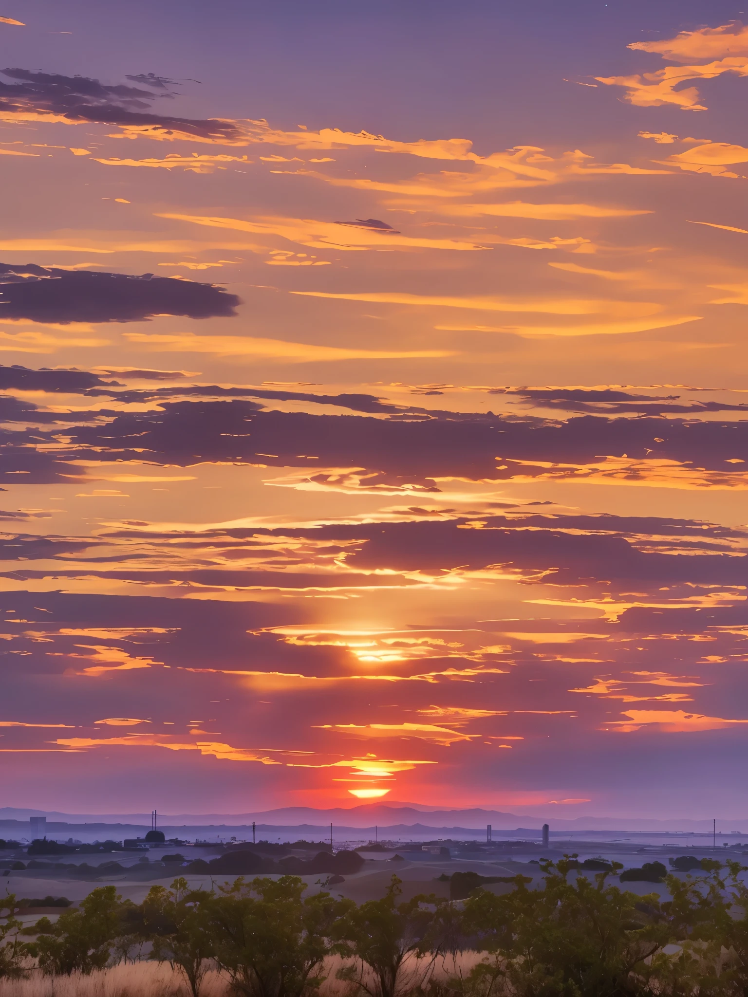 Sunset, evening glow, distant view, realistic, rich colors, gorgeous and colorful, wide-angle lens, shooting in the evening, positive film, naturalistic style, high-definition filming.