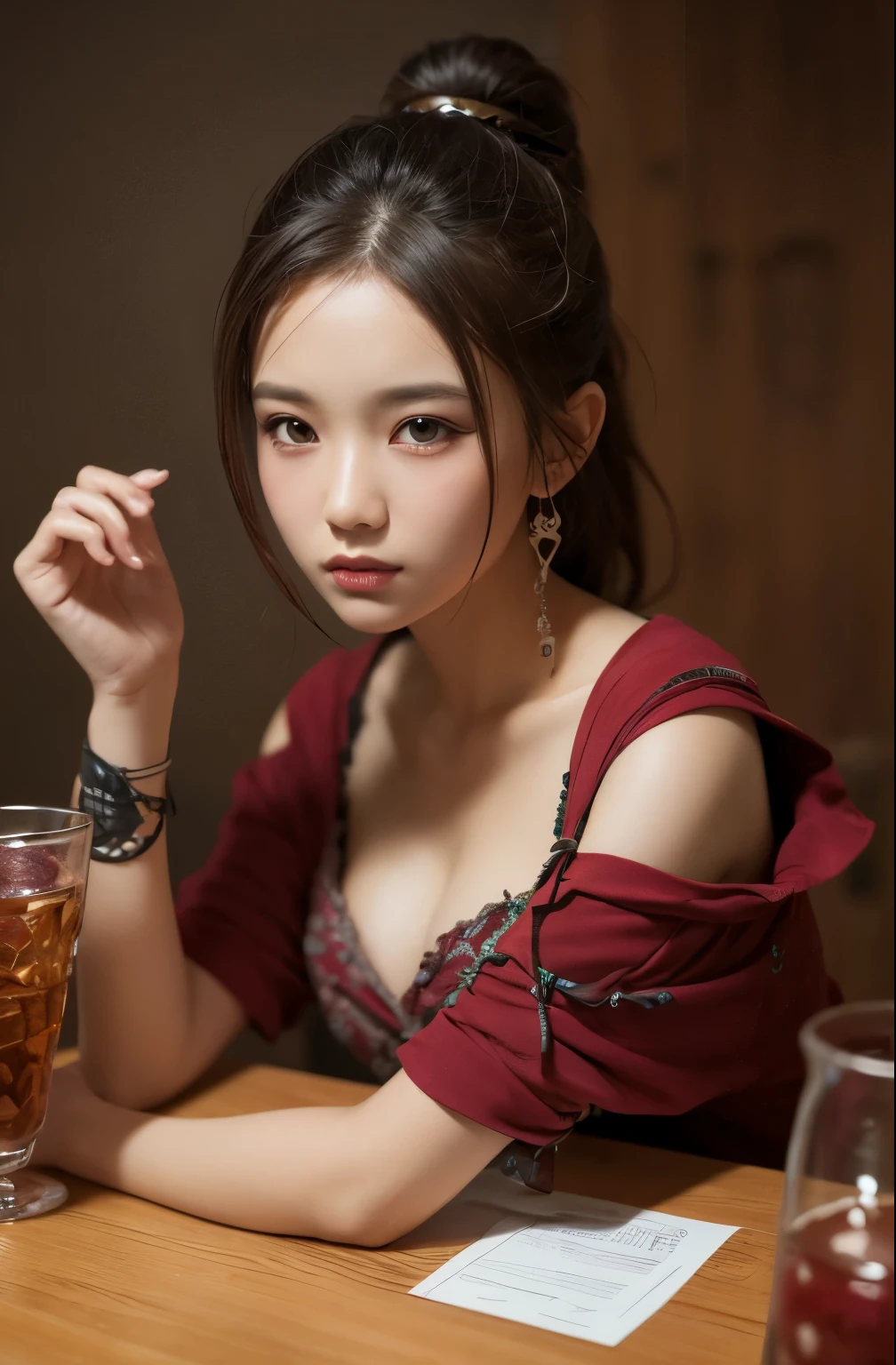 Tabletop, highest quality, figure, Super detailed, finely, High resolution, background'8k screen, 完璧なダイナミックな構figure, 綺麗なDetailed Eyes, Natural Lip, Tank top, Large Breasts, Cleavage, whole body, Belly button slip, Random sexy poses,((Superior Quality、8k、Head'artwork:1.3))、sharpness:1.2、Beautiful woman with perfect style:1.4、Slim Abs:1.2、((Dark brown hair、Big Tits:1.2))、(Soft natural light、City Street:1.1)、Highly detailed face and skin texture、Detailed Eyes、Double Popierre、Sexy secretary in a tight mini skirt、A slight smile、Open shirt、Sexy Costumes, Realistic