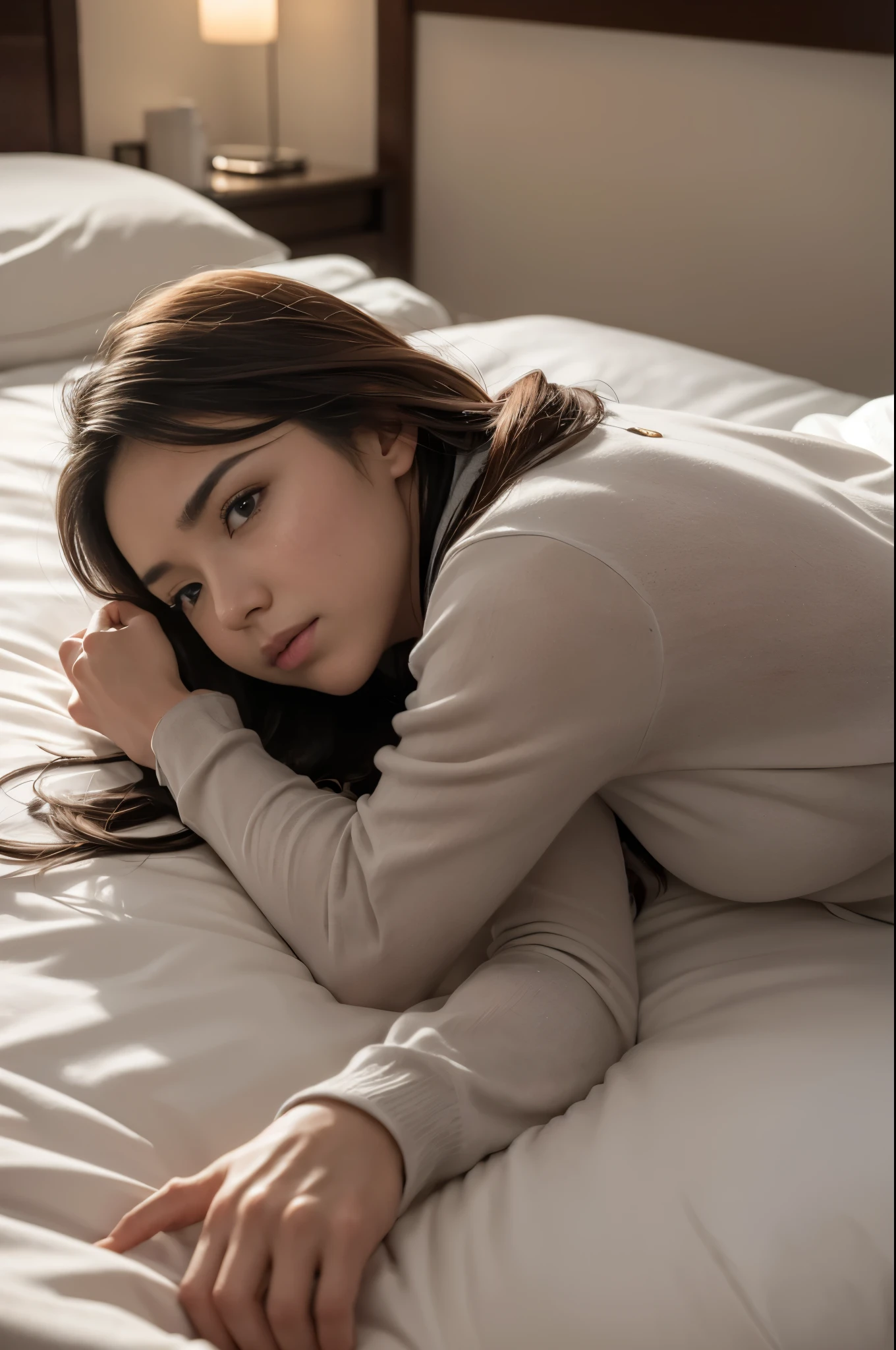 ((Browsing Caution)), ((1.woman, alone)), highest quality, (8k, RAW Photos highest quality, Tabletop:1.2), (Realistic, Photorealistic:1.65), Super detailed, 超A high resolution, Detailed clothing, Skin Texture, Cinema Lighting, Professional Lighting, Japan Bride,Stay in a hotel,On the bed,(Lie face down on the bed:1.5),(Being touched by a man:1.5),(A man's groin is caressed:1.5)、(View from behind), 幼い日本のwoman, Mature Japanese Girl, See through, Very detailed, Awareness-raising, cute, Innocent, (smile), ((Big Breasts:1.68)), (Breast areola),Perfect hands, Detailed fingers, Beautiful fine details, Wavy Curly Hair,Brown-eyed, (Wedding dress:1.8), ライトチュールシンWedding dress, (Crawling on all fours:1.6), (dorsal position:1.65), whole body, translucent, get wet,My breasts were about to fall out of my clothes.,白いレースのSee throughパンティー, (White pantyhose:1.2),(white lace garter belt:1.2),(ホワイトのSee throughミニスカート:1.4), (Fold back the hem of the skirt:1.4), Neck Ring,耳Nipple Ring, Detailed Background, bedroom, Perfect Eyes, Captivating eyes,View from directly above, Turn away, A shot that emphasizes the buttocks, Tilt your hips, (Insert)、、Sex、have 、Sweat、Terrifying 、力強くInsertする, ((Leaning forward)), ((Face sighing with eyes closed:1.2)), Open your lips slightly、Tilt your hips, (Reddish blush, Moist Skin), Ecstatic eyes, Eyes closed, panting, Ace screams、Ecstatic face、Facial、(I bent down to see her ass :1.2)、(Show me your saggy ass)、(Backward view)、(Buckshot)、Gravure Queen、Sexクイーン、Sexシンボル、queen of porn