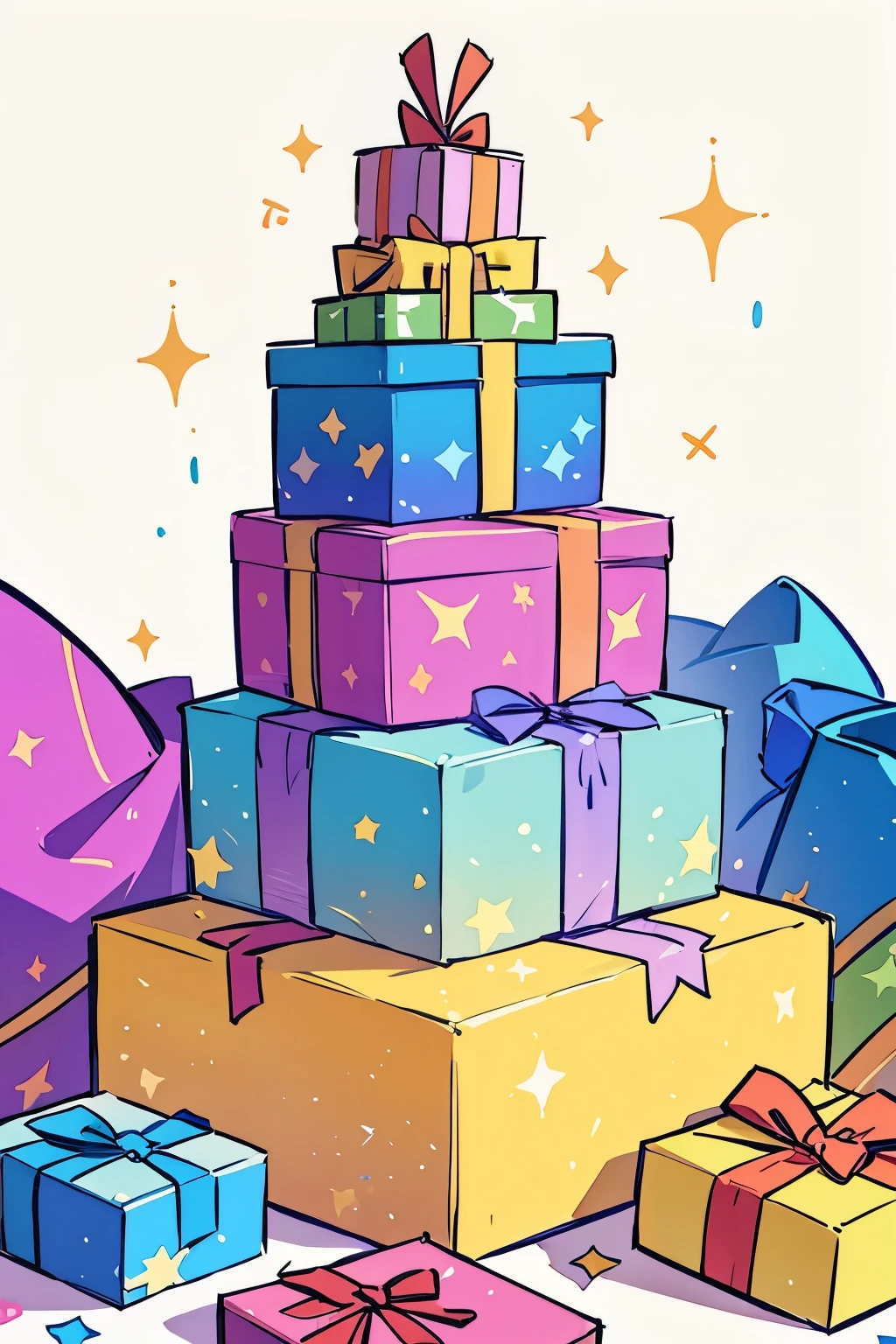 The presents are piled up,colorful,Glittering background