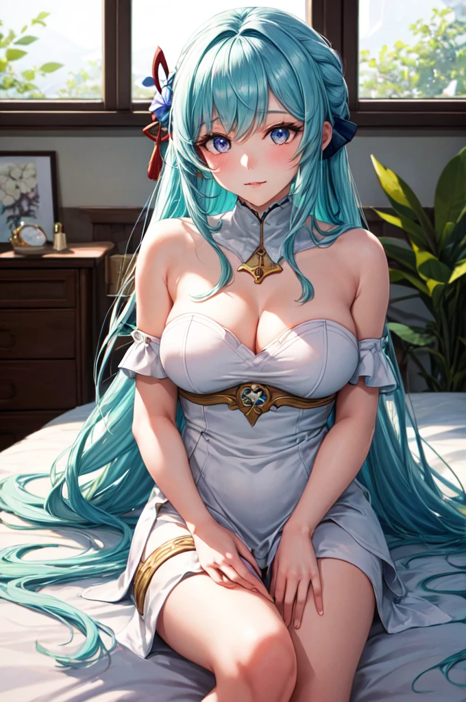 (highest quality,High resolution,masterpiece:1.2),ultra-detailed,Genshin Impact ガール, beautiful detailed eyes, beautiful detailed lips, Long eyelashes, Lying in a comfortable bed, surrounded by soft blankets and pillows, Perfectly lit by natural light. The rooms are decorated with elegant décor and natural touches., Creates a calm and peaceful atmosphere. The girl is wearing a gorgeous dress that reflects her unique style and personality.。.

Her hands are tied gently with a large rope, Tightly wrapped in art, Emphasizing her weakness、Add a hint of suspense to the scene. She is also gagged, He covered his mouth with a gentle cloth., Enhances the sense of secrecy and mystery.

Out of the window, Breathtakingly beautiful scenery, Full of vibrant colors and picturesque elements. The girl&#39;s facial expressions express a variety of emotions., Capture her strength and determination despite limitations. Her eyes convey both curiosity and admiration. .

The lighting accentuates the girl&#39;s delicate features and the texture of the rope., Cast soft shadows to give your image depth and dimension. Warm color palette, A combination of soft pastels and rich earth tones, Immerse your audience in a fascinating world of artwork.

This prompt is、The fascinating world of Genshin、It&#39;s a combination of charm and a little mystery.。, High quality, detailed, Realistic images that show the beauty and complexity of the scene.