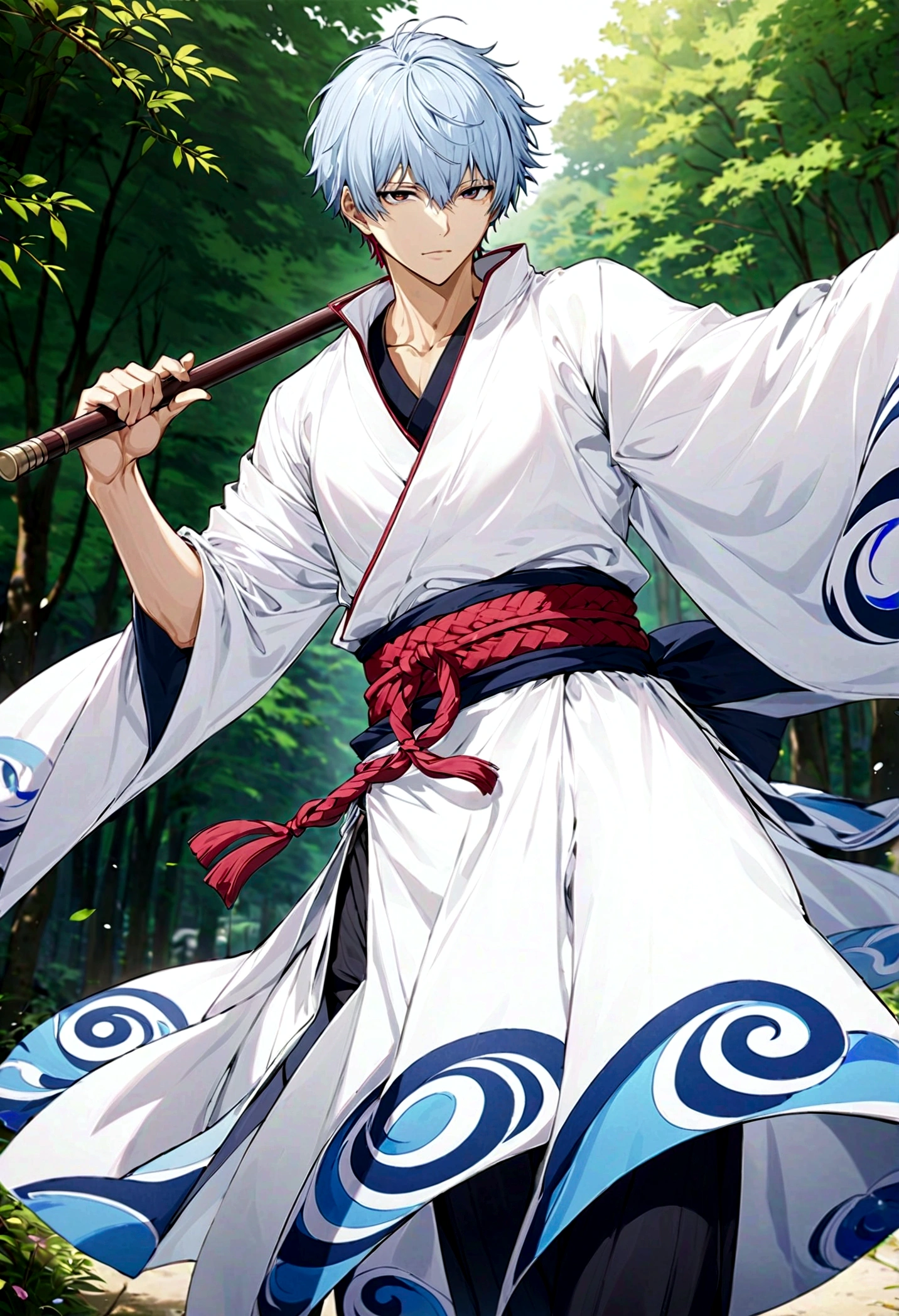 masterpiece, best quality, detailed, Gintama, Sakata Gintoki, outdoor,