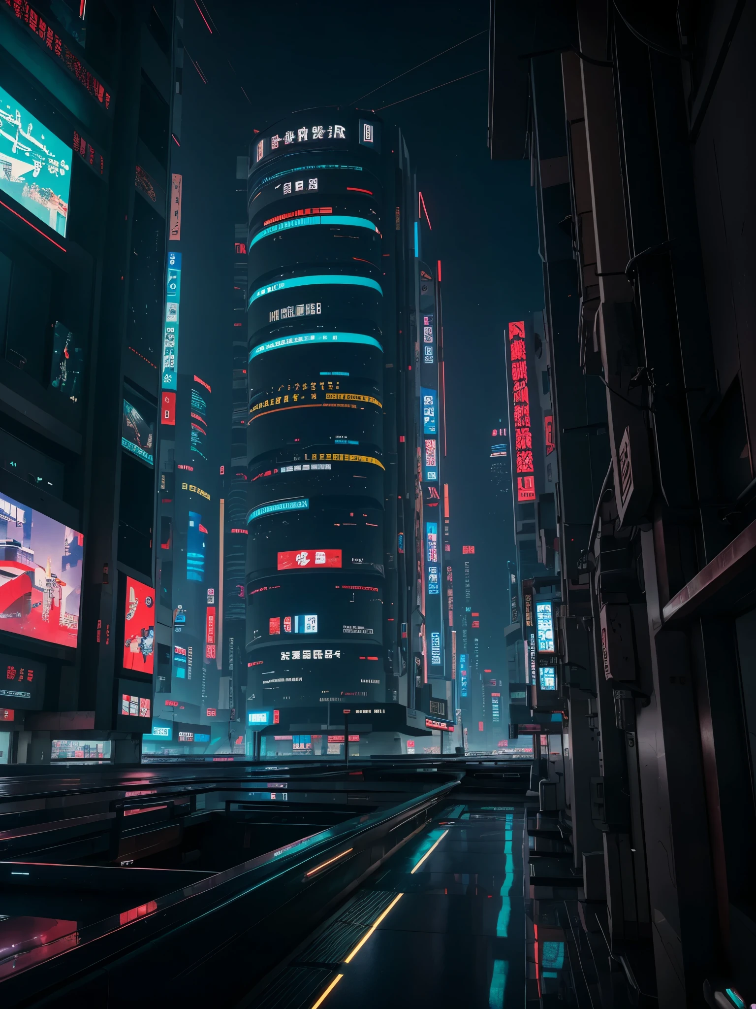未来architecture, Cyberpunk, architecture, Skyscape, architecture物上的霓虹灯, 8K picture quality, masterpiece, nobody