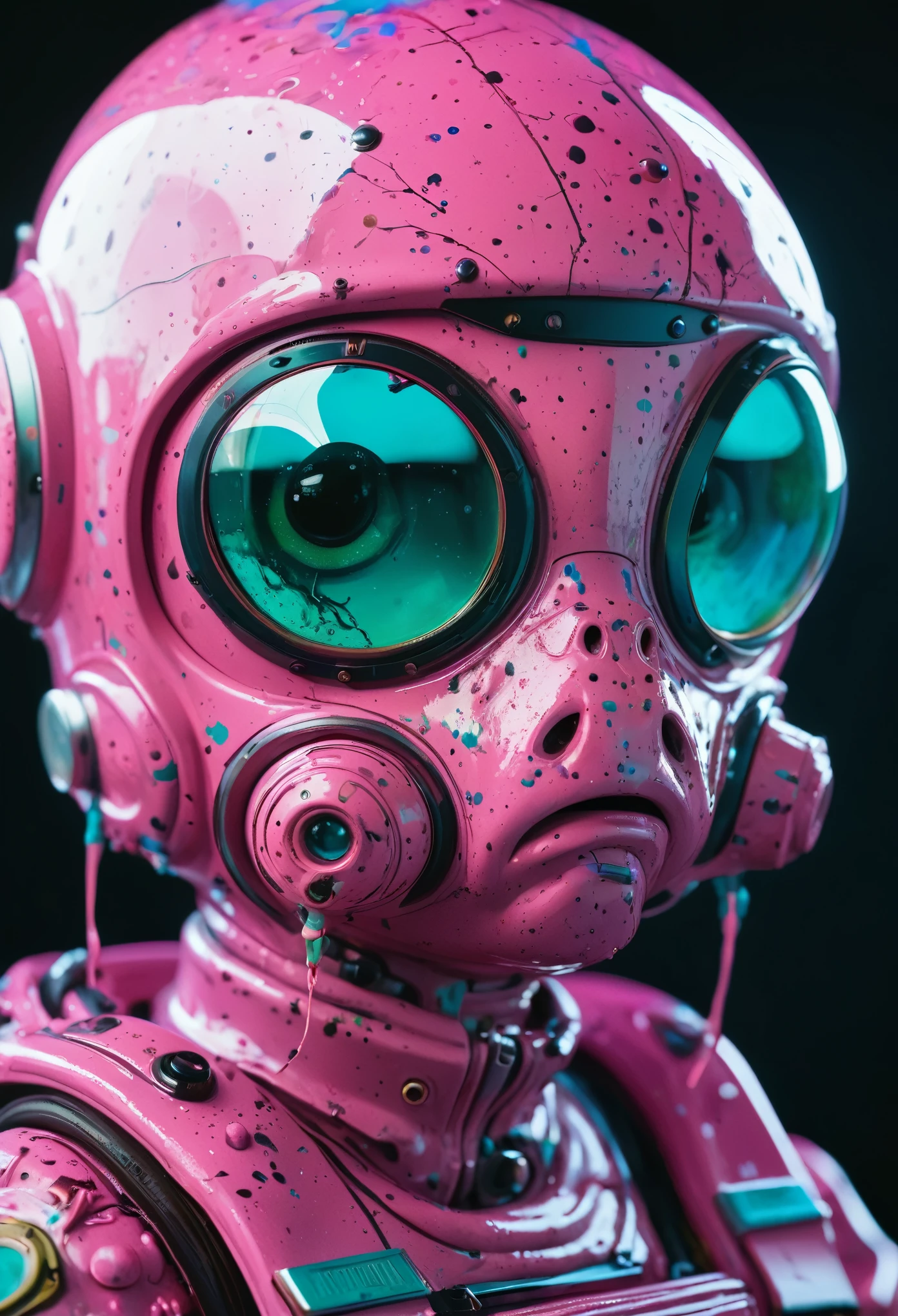 8K, ARTISTIC photogrAphy, best quAlity, mAsterpiece: 1.2), A (potrAit:1.2) Don Bluth Style  ASTRONAUT Cthulhu pink Toon Doll, full body RAW candid cinema, cyan hair, 16mm, color graded portra 400 film, remarkable color, ultra realistic, sad admosphere, dark lighting, oppressive atmosphere, depressive colors, kodak portra 400, photograph,r, Natural Light,  Pinhead lighgts, blur reflection, Brush Strokes, Smooth, abstract, Splatter, Oil On Canvas, rainbow colors, fractal isometrics details bioluminescens : a stunning realistic photograph of wet bone structure, 3d render, octane render, intricately detailed, titanium decorative headdress, cinematic, trending on artstation | Isometric | Centered