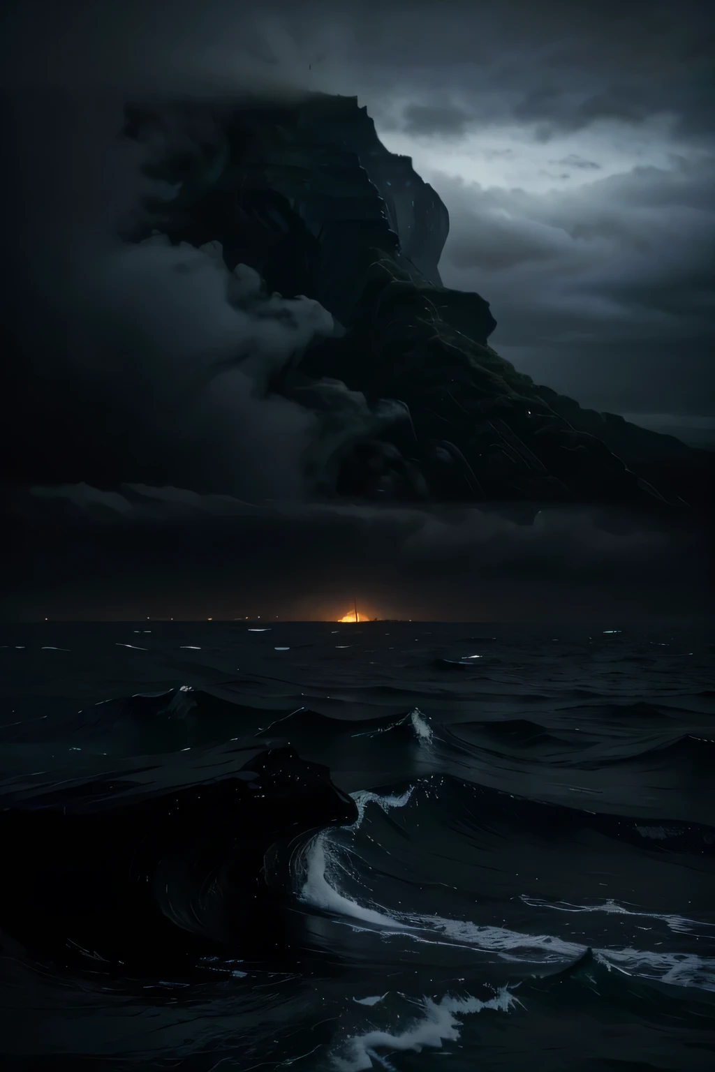 ominous raging black ocean, Best quality, realistically, 4K