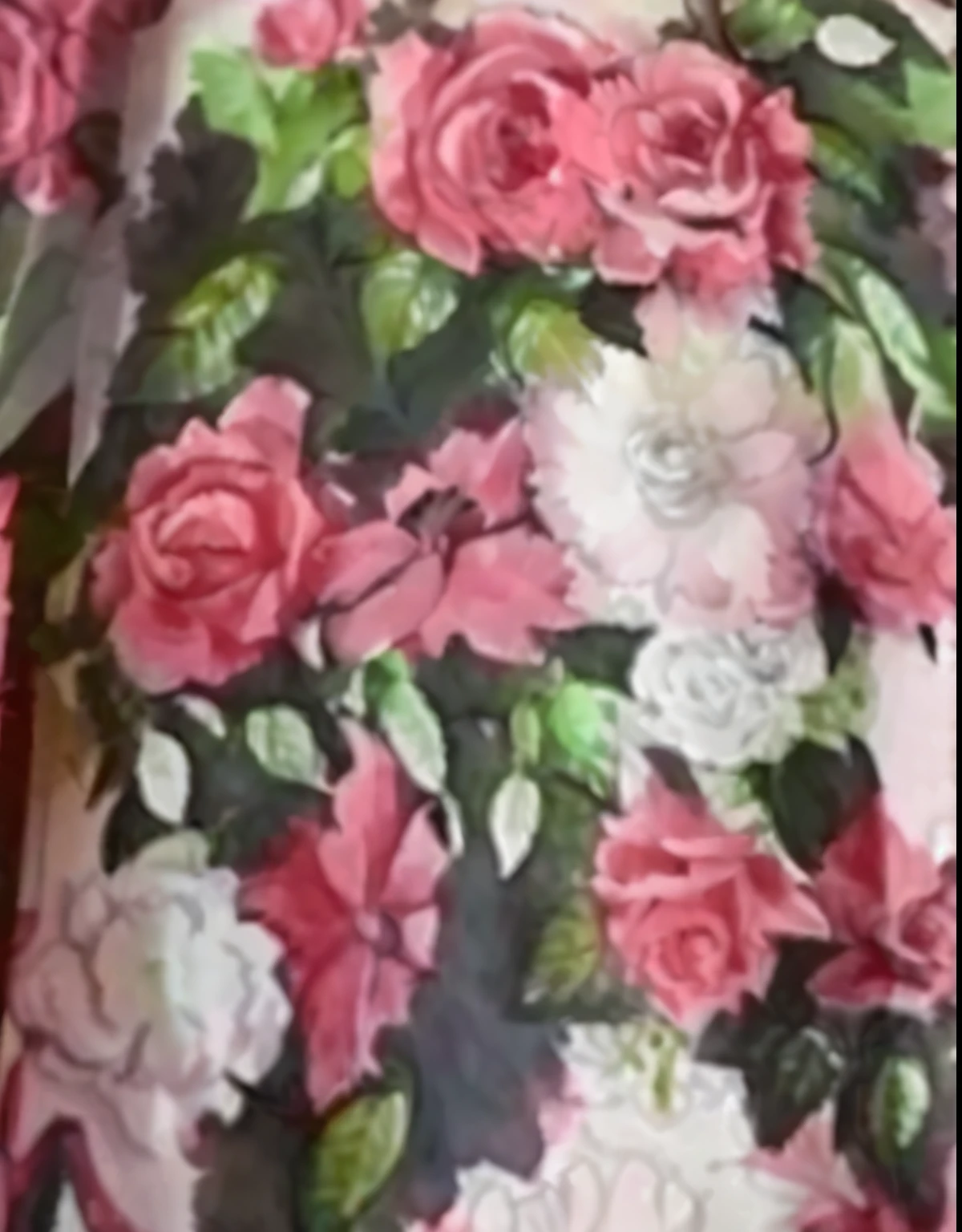 Rose flower and green leaves hand drawn