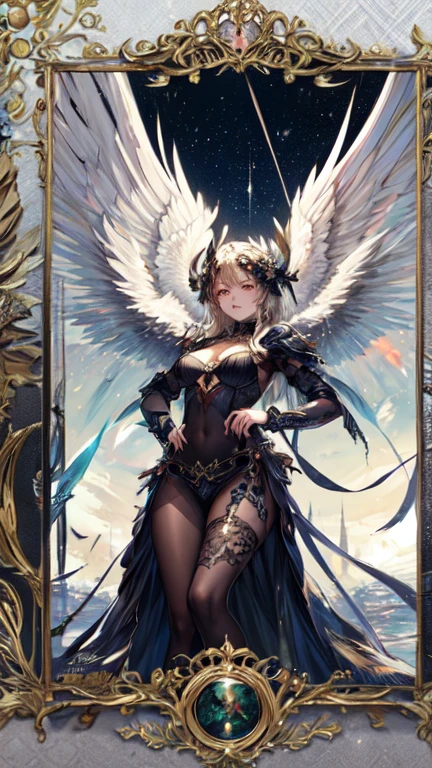 Tarot Cards,Archangel,close,Huge thick wings,feather,8k,high quality,masterpiece,Super quality,Rich details