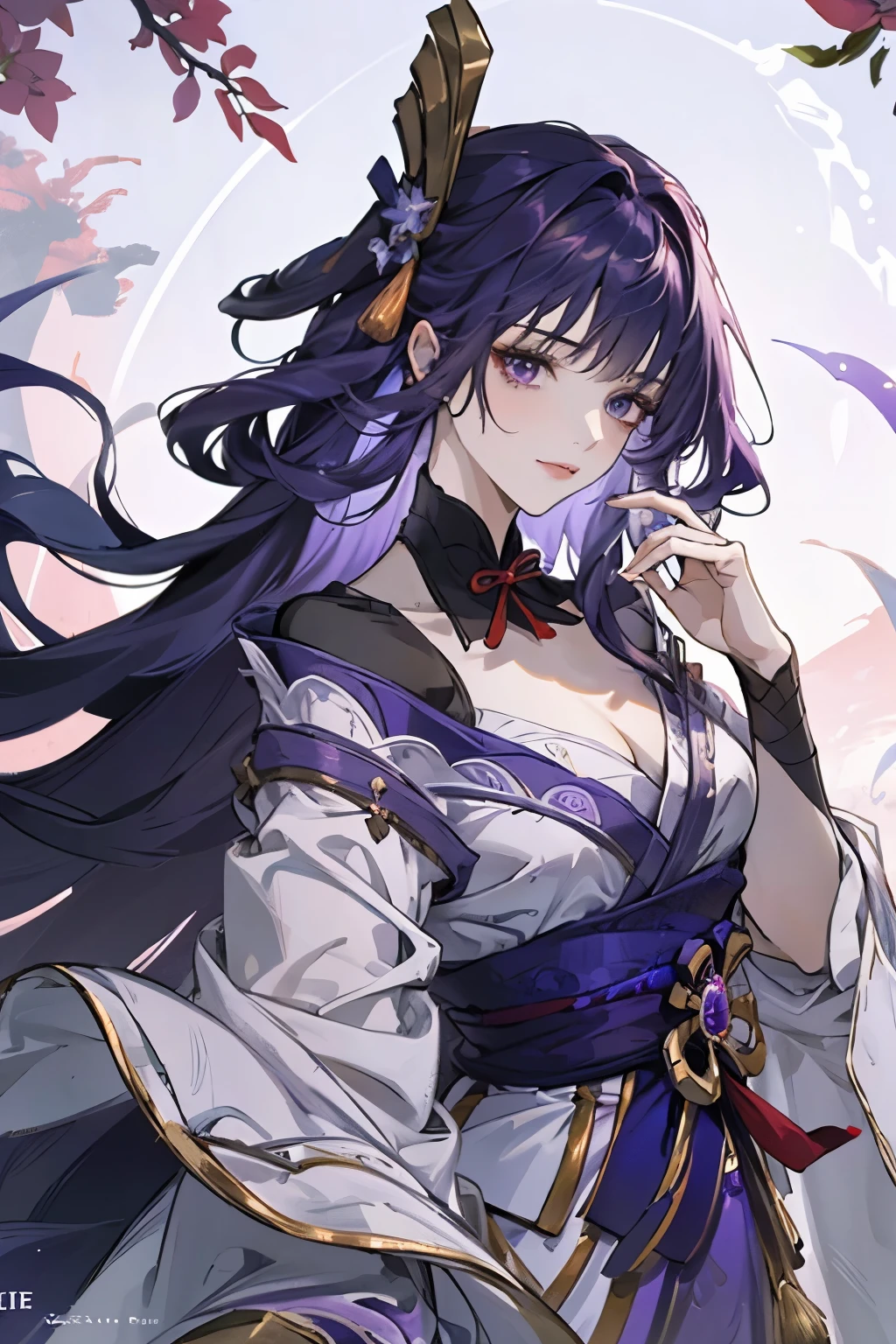 Best quality at best, Ultra-high resolution, (((1 girl))),(Long purple hair), (violet eyes), (Chinese clothes), Smile, Hanfu, Yarn, Flowing light yarn, jewelry, (focal), (((Colorful))), particle fx , tmasterpiece, Best quality at best, beautiful painted, meticuloso, highly detailed, (tmasterpiece, Best quality at best） CG unified 8K wallpaper，tmasterpiece，Best quality，ultra - detailed）, Super HD picture quality