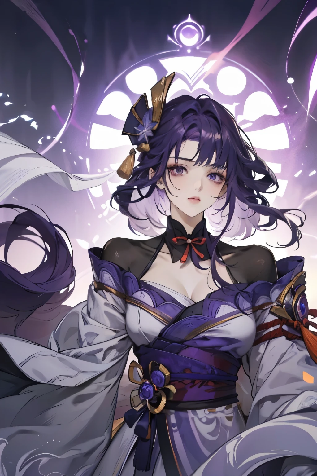 Best quality at best, Ultra-high resolution, (((1 girl))),(Long purple hair), (violet eyes), (Chinese clothes), Hanfu, Yarn, Flowing light yarn, jewelry, (focal), (((Colorful))), particle fx , tmasterpiece, Best quality at best, beautiful painted, meticuloso, highly detailed, (tmasterpiece, Best quality at best） CG unified 8K wallpaper，tmasterpiece，Best quality，ultra - detailed）, Super HD picture quality