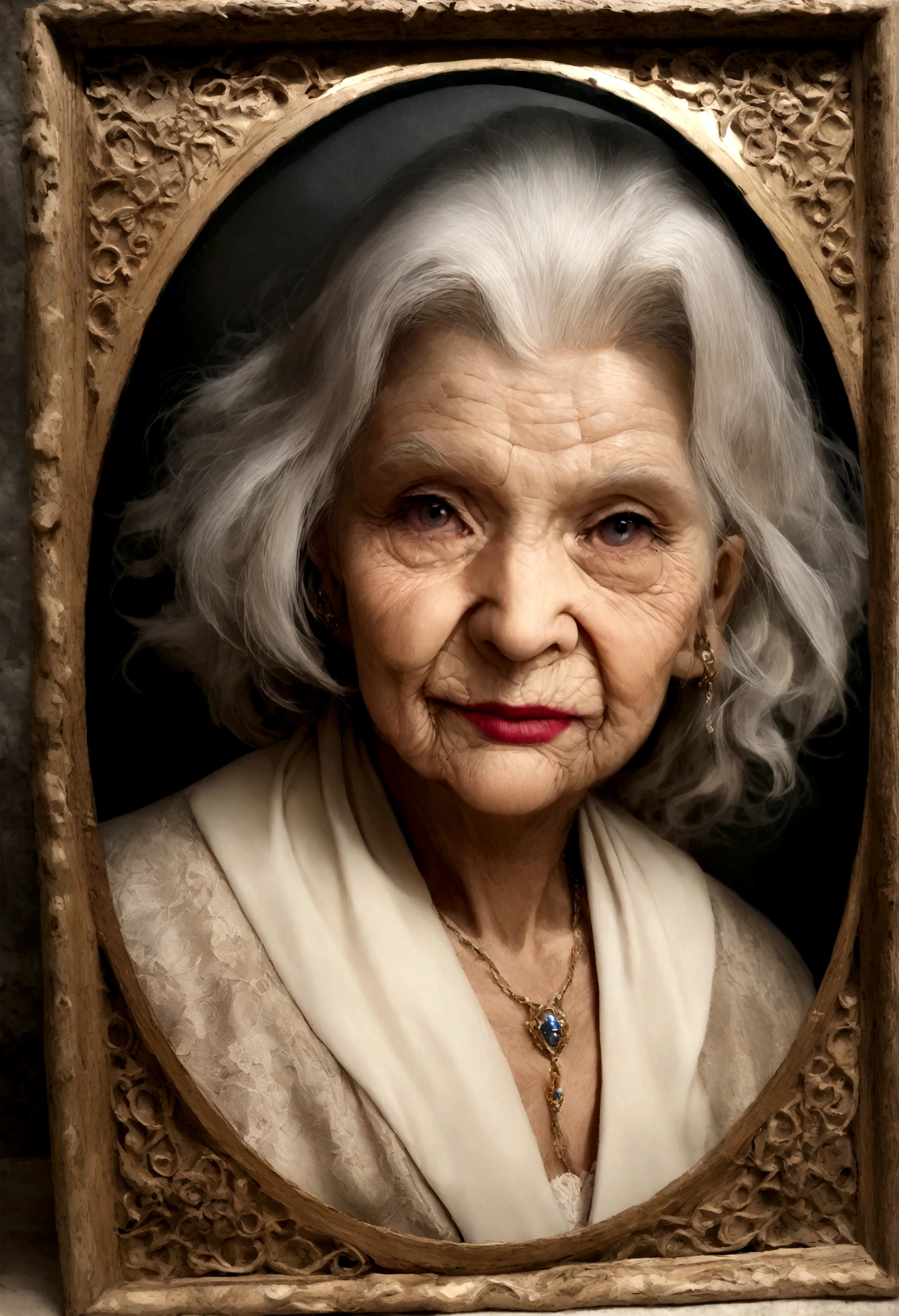 Old woman with makeup, elle est vielle, photo du visage