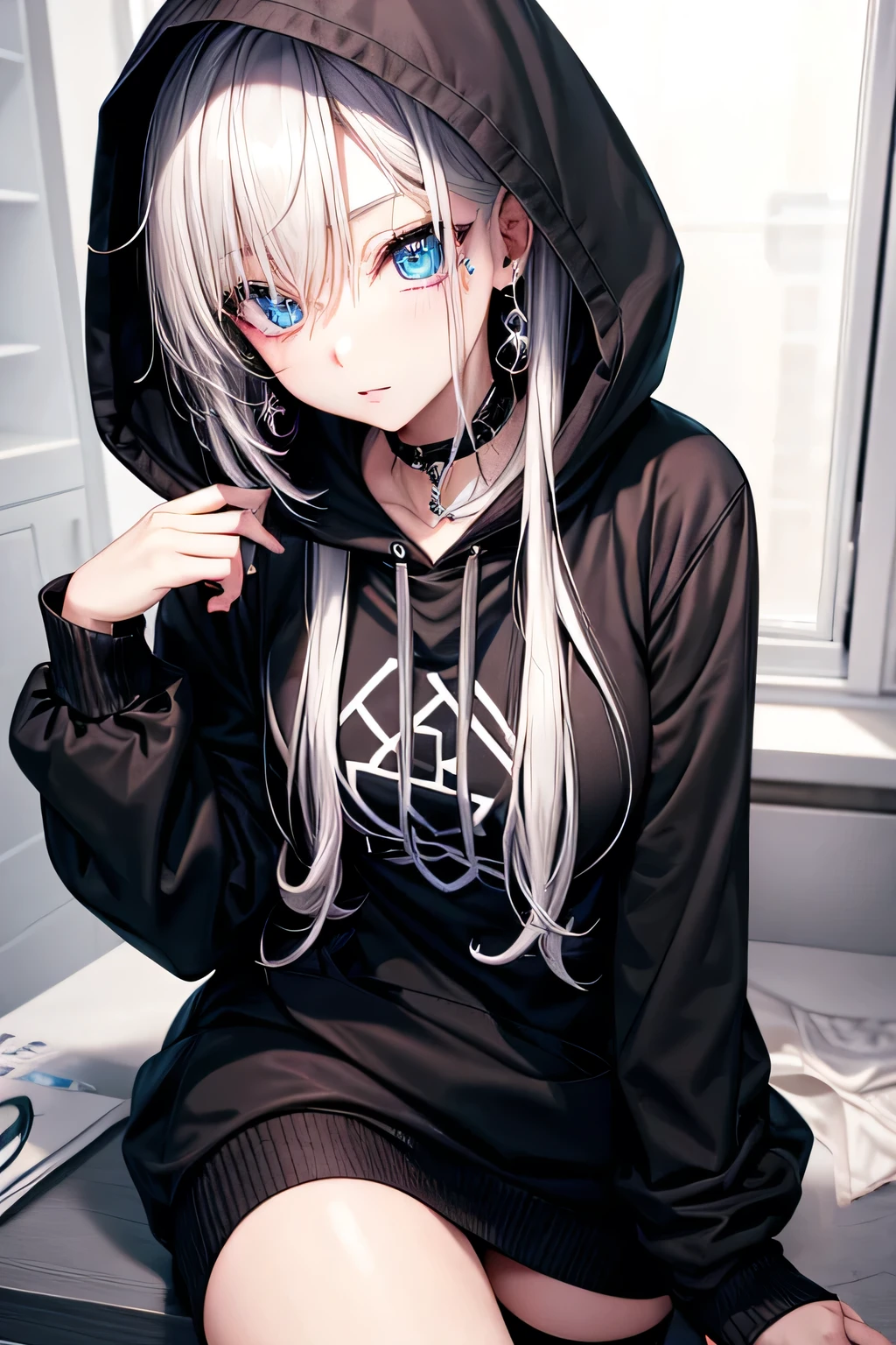 Visual Kei,Black hoodie,Beautiful Eyes,Jewelry Eye,beautiful girl,sexy