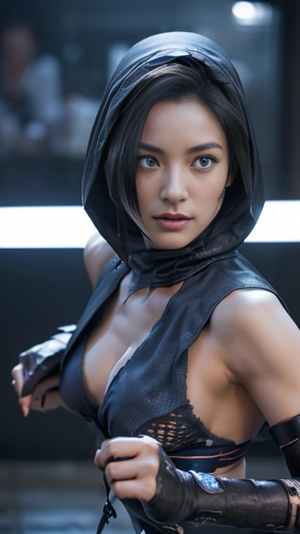((whole body)),(((Binding:1.3))),(RAW shooting, Photorealistic:1.5, 8k, highest quality, masterpiece, Ultra-high resolution), Sengoku, fire thing, War fires raging everywhere:1.3, Perfect dynamic composition:1.2, Highly detailed skin and facial textures:1.2, Slim female ninja captured:1.3、((Hand restraint:1.2)), beautifully、aesthetic, Cute and sexy beauty, Perfect Style:1.2, Wear an exquisite ring, fire, water, Wind, thunder, ice, Fair skin, Very beautiful face, Glowing White Skin, (Mid-chest), A faint smile, (Wearing a sexy ragged ninja outfit with holes、Tattered Ninja Clothing:1.2、Clothes being removed), No sleeve、Off the shoulder、 (Beautiful Blue Eyes), (Fascinating:1.3), Cowboy Shot, No mask, ninjitsu pose, Neon Light, ninjitsu style, Magic Light, Chakra Light, aura