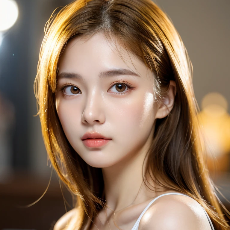 best quality, face focus, soft light, ultra high res, (photorealistic:1.4), RAW photo, very beautiful korean girl, solo, cute, Light yellow hazel eyes, (pupil, lights in the eyes), detailed beautiful face, (small chest),(high resolution detail of human skin texture),
(long hair),
indoor,
Very beautiful face, doll face, very sexy face
Cute yellow top
Helf body shot