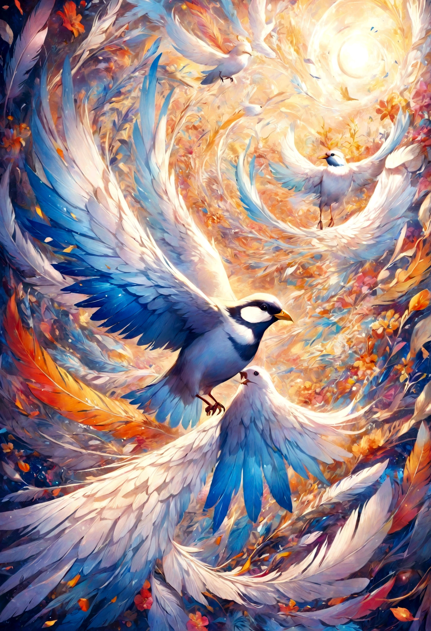 Abstract art illustrtion colorfull, flower and
bird feathers, HD