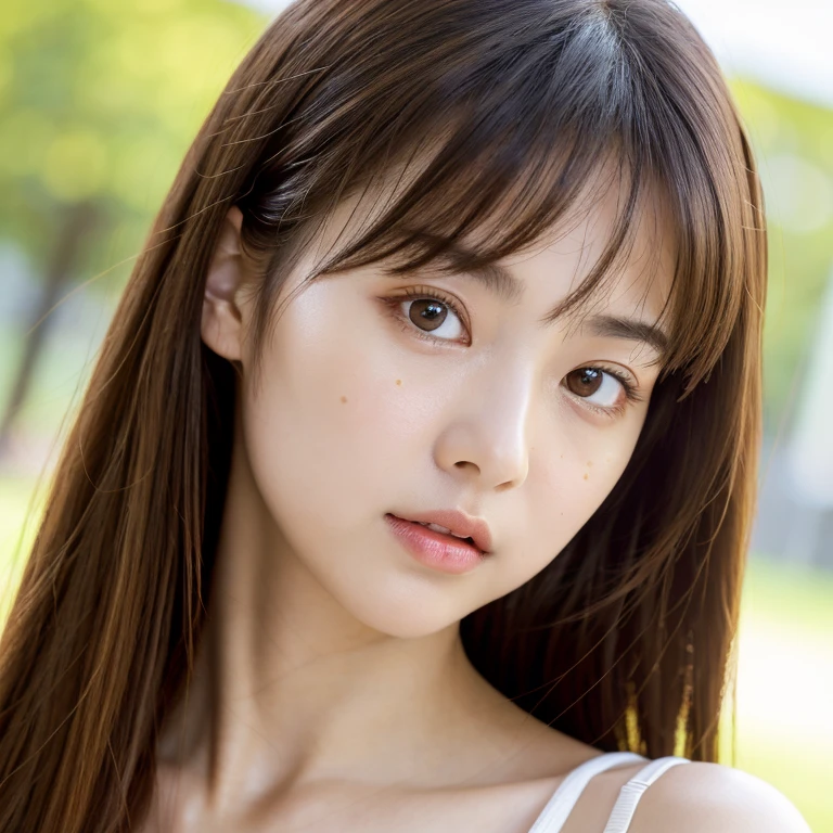 best quality, face focus, soft light, ultra high res, (photorealistic:1.4), RAW photo, very beautiful korean girl, solo, cute, Light yellow hazel eyes, (pupil, lights in the eyes),  detailed beautiful face, (small chest),(high resolution detail of human skin texture),
(long hair),
indoor,
Very beautiful face, doll face, very sexy face 
Cute yellow top 
Helf body shot 