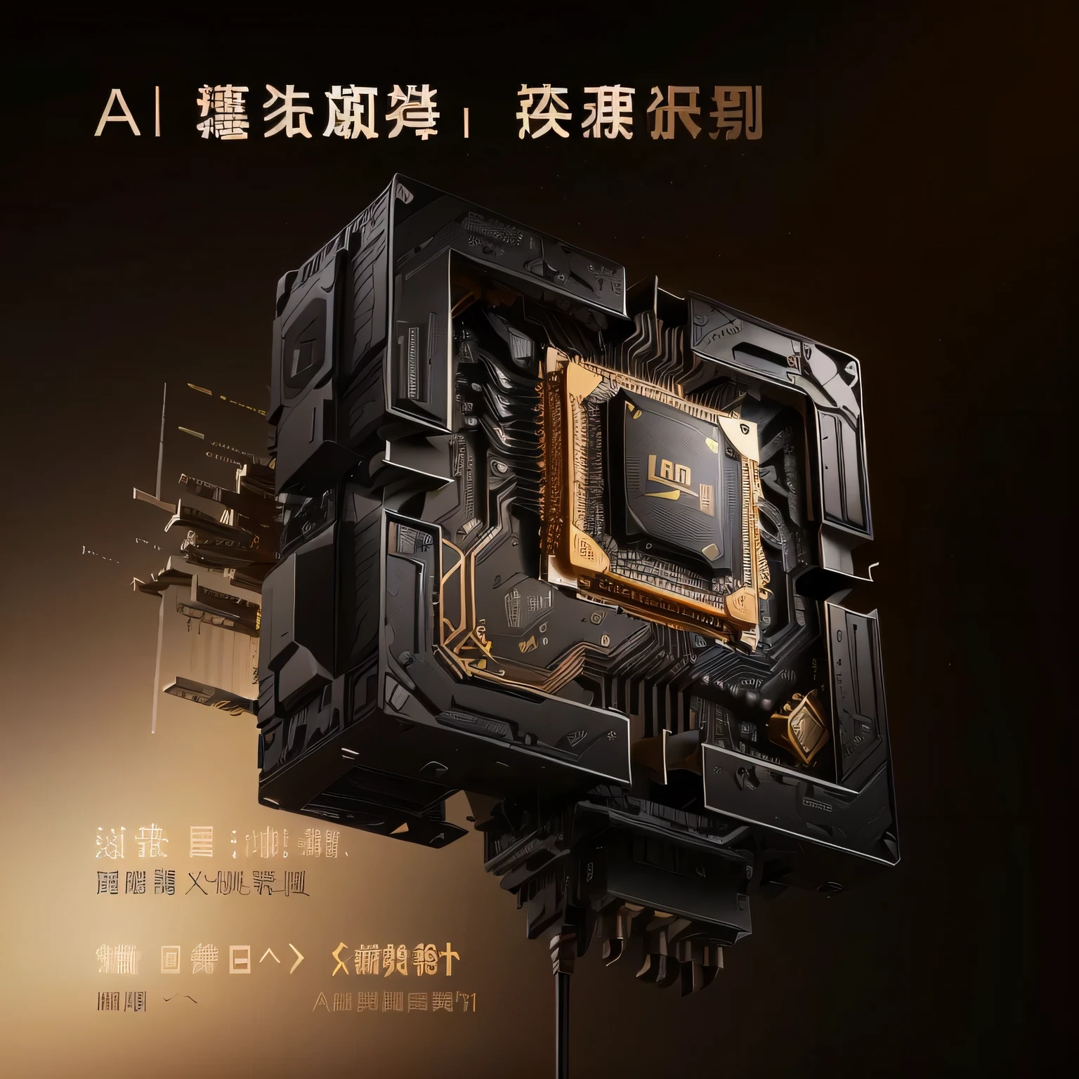 Close up of a computer chip on a brown background, ( ( god king of AI art ) ), with AI theme, processor, Inspired by Ai Xuan, a cpu with human brAIns, topaz AI, nvidia AI, best AI image, the AI, cpu, AI, Octa core, AI art is souless, fAI, portrAIt of an AI