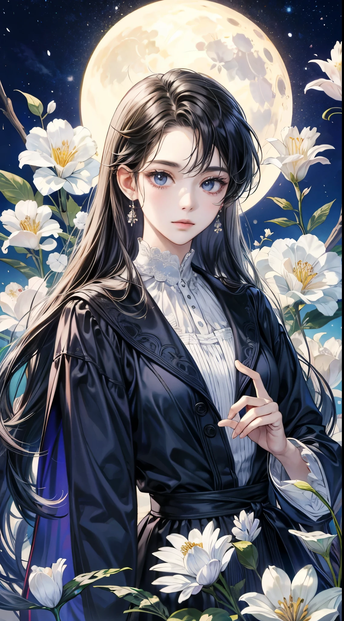 ((Best quality)), ((masterpiece)) moon, Luna, Welcome, Floral scent,Exquisite facial features