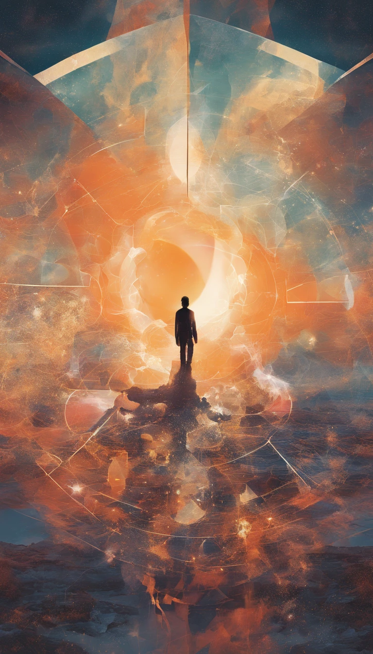 Mirage, transparency, minimalism, fragmentation, defocus, Cosmos, in the body, in the body-дракон, night and spain, Orange Sun, superposition капаса, transparency, gradient, defocus, Aesthetic beauty, mysticism, sua vide and ternura, philosophy, belleza, Surrealism, double exposure, fantasy, Photo, ultraexposure, deep light exposure, aesthetic effect, hexagonosis, neo-futurism, Event horizon, superposition, collage, intersection of possibilities