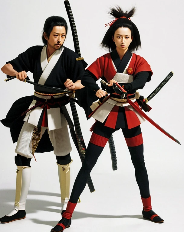 Miyamoto Musashi holding two swords, Full Body Shot