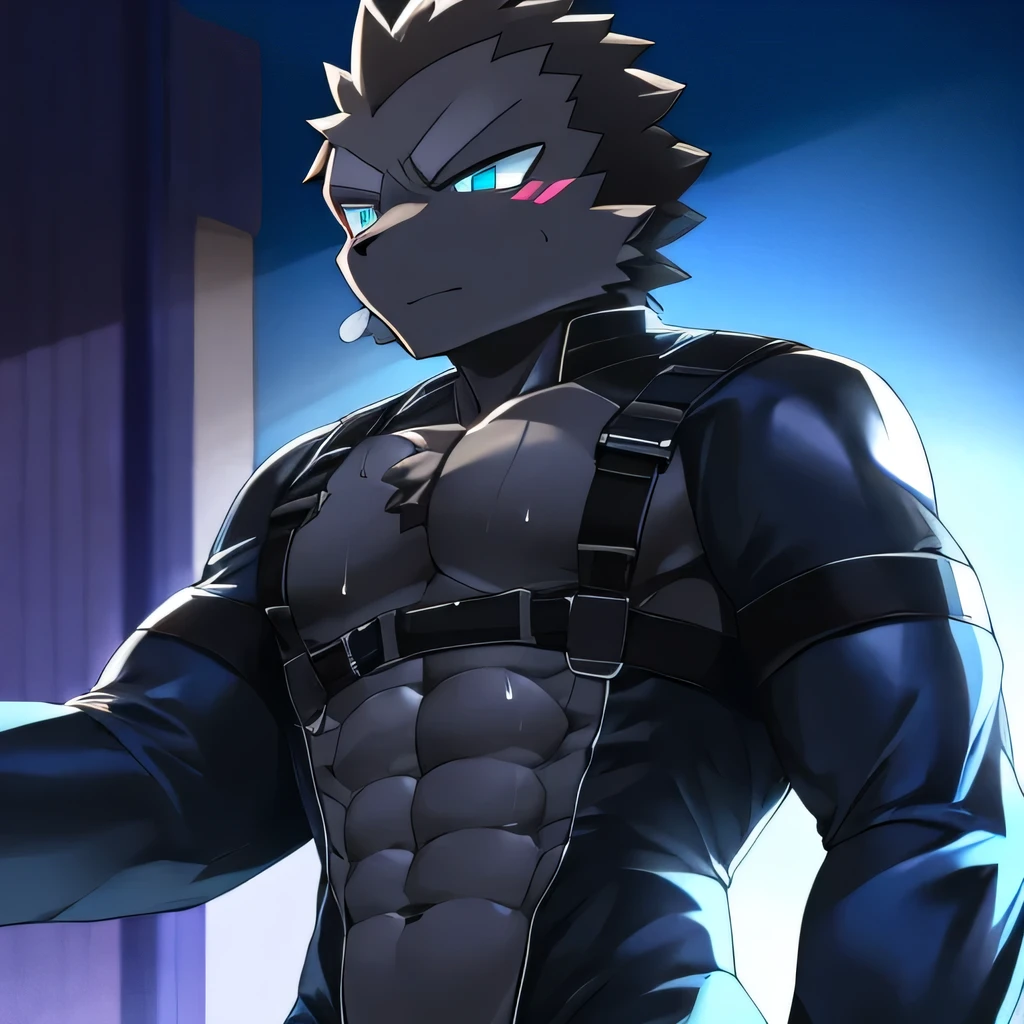 Thin macho western black dragon abs Hollow abs body suit thick arms chest rig 、sweaty skin glow profile Wearily short of breath Chemo shota
have a knife
jacket
