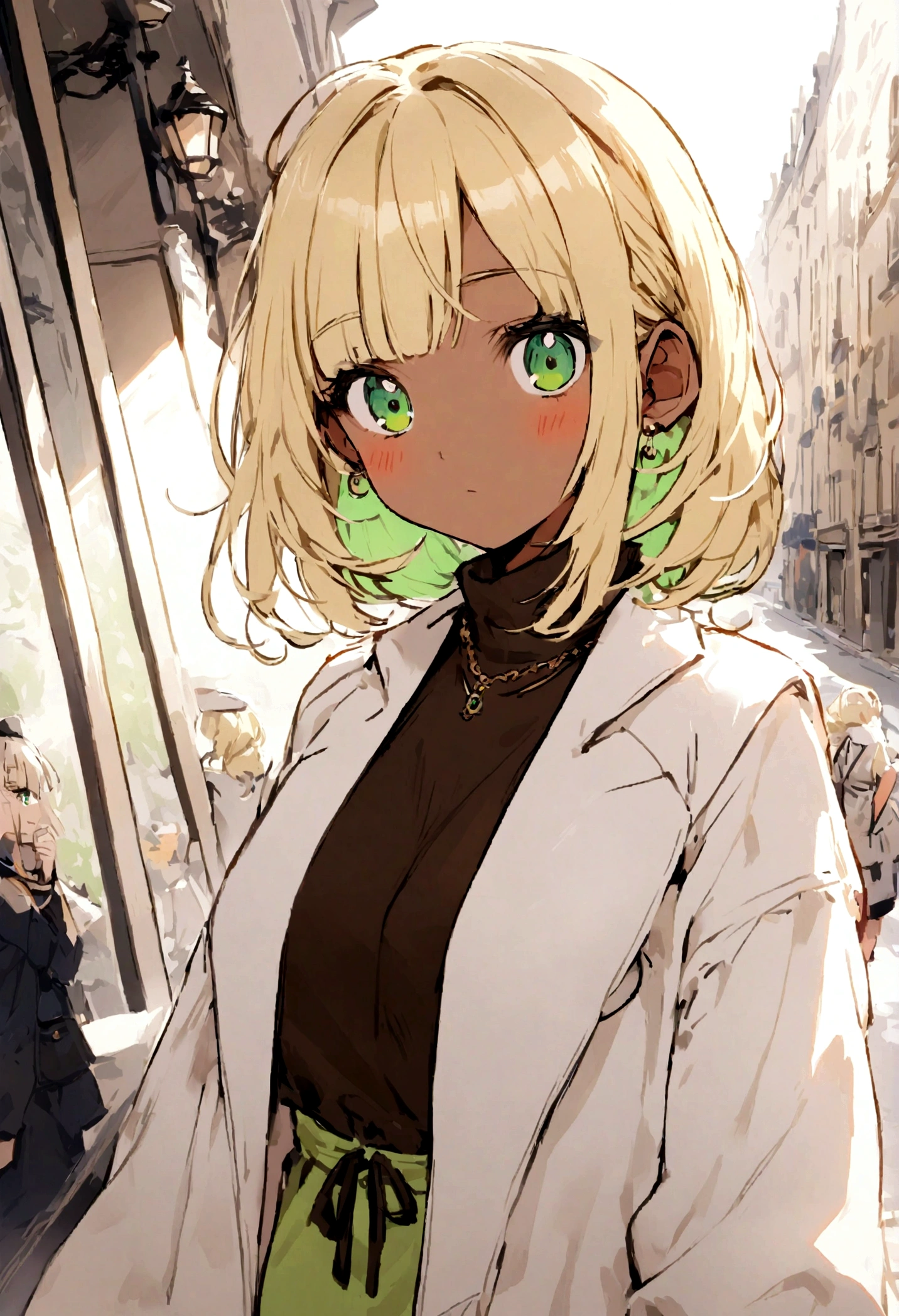 blonde girl with green eyes 26 years olive-skinned in paris