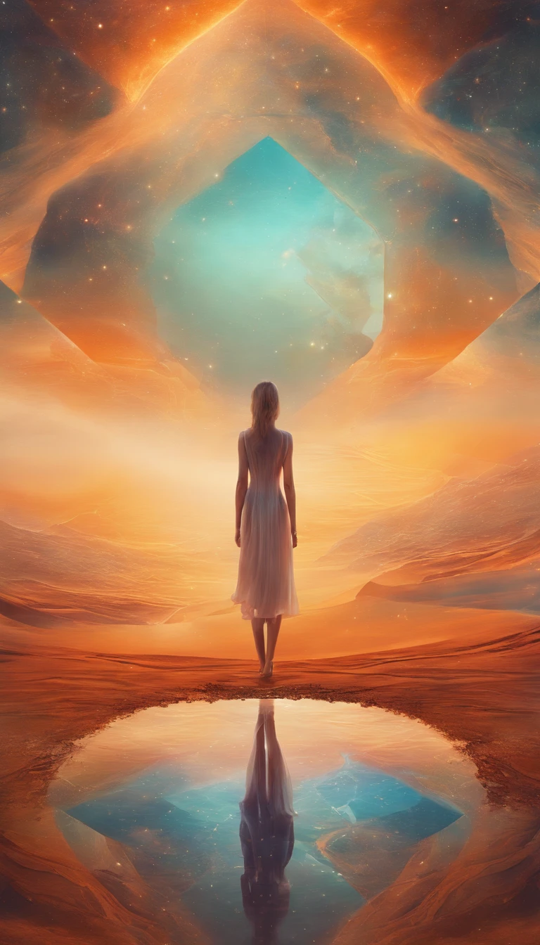 Mirage, transparency, minimalism, fragmentation, defocus, Cosmos, in the body, in the body-дракон, night and spain, Orange Sun, superposition капаса, transparency, gradient, defocus, Aesthetic beauty, mysticism, sua vide and ternura, philosophy, belleza, Surrealism, double exposure, fantasy, Photo, ultraexposure, deep light exposure, aesthetic effect, hexagonosis, neo-futurism, Event horizon, superposition, collage, intersection of possibilities