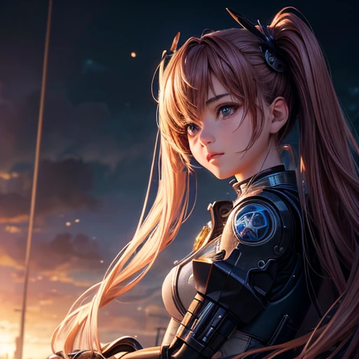 Super beautiful face, Mechanical body: 1.5, Online world background: 1.5, 19 years old, 150mm, Long Hair, Beautiful studio soft light, Vivid details, Beautiful background, Octane Rendering, 8k, highest quality, masterpiece, An illustration, So determined and beautiful, Very detailed, CG, Unity , wallpaper, (Realistic, photo-Realistic: 1.37), wonderful, In detail, Learning, highest quality, Official Art, Very detailed CG Unity 8k wallpaper, robot, whole body, whole body shooting, Sitting Twin tails