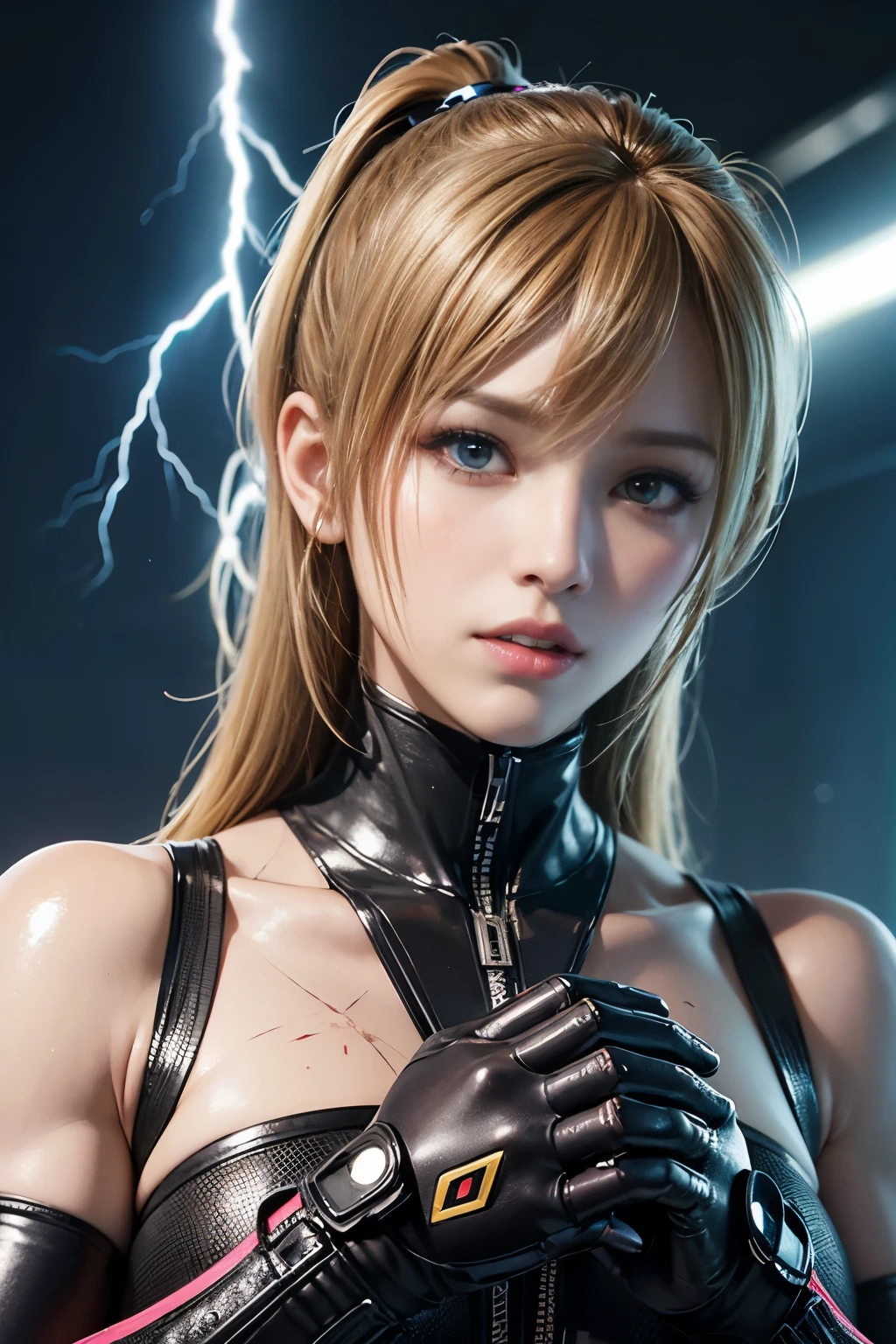 Manga illustration, cyber punk, Comic Panel, (Skin dents:1.5)、Realistic、Photorealistic、(Masseter muscle area:1.5)、Concept Art、Intricate details、Very detailed、Photorealistic、Octane Rendering、8k、Unreal Engine、Dynamic Pose、highest quality、High resolution、(A vivid face:1.1)、 (Surreal:1.1)、Perfect Eyes、(Glowing Skin:1.2)、(((Hairstyle on)))、(((Perfect hands)))、(Very detailed背景)、((Moving Background) )、((lightning))、(light)、((One Girl))、I&#39;m wearing a cloak、(((Flowing Cape)))、((Finely grained、quality eyes、Quality aspect))、(Very complicated robe、magicのローブ)、short hair、lightning、electricity、Swirling Fire、Radiation Force、Spark of Light、cigarette、magic、((dramatic))、Spectacular、battle、Depth of written boundary、Bokeh、Gothic Lolita、embers、particle、cute、Sexy、Dynamic Angle、High precision finger、Flare、before、hair ornaments、Vivid、contrast、spark、underwear、Ren Hao、Hold a shining bow and arrow、Cowboy Shot、Fantasy、(Skin dents:1.5)、Realistic、Photorealistic、(Masseter muscle area:1.5)、Concept Art、Intricate details、Very detailed、Photorealistic、Octane Rendering、8k、Unreal Engine、Dynamic Pose、highest quality、High resolution、(A vivid face:1.1)、 (Surreal:1.1)、Perfect Eyes、(Glowing Skin:1.2)、(((Hairstyle on)))、(((Perfect hands)))、(Very detailed背景)、((Moving Background) )、((lightning))、(light)、((One Girl))、I&#39;m wearing a cloak、(((Flowing Cape)))、((Finely grained、quality eyes、Quality aspect))、(Very complicated robe、magicのローブ)、short hair、lightning、electricity、Swirling Fire、Radiation Force、Spark of Light、cigarette、magic、((dramatic))、Spectacular、battle、Depth of written boundary、Bokeh、Gothic Lolita、embers、particle、cute、Sexy、Dynamic Angle、High precision finger、Flare、before、hair ornaments、Vivid、contrast、spark、underwear、Ren Hao、Hold a shining bow and arrow、Cowboy Shot、Fantasy、