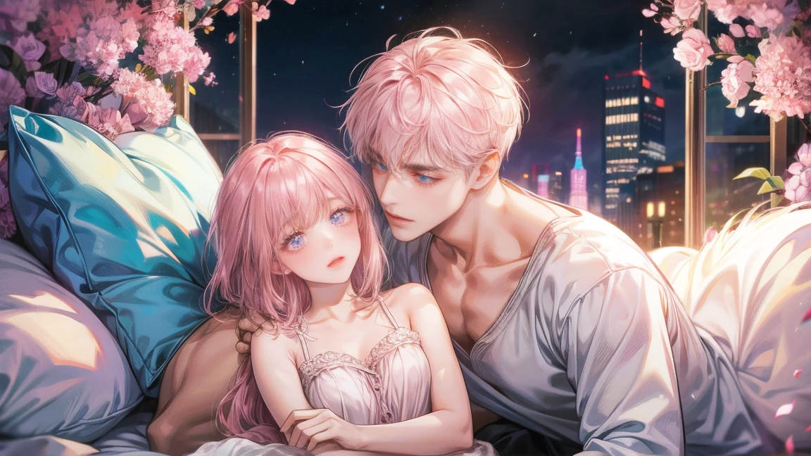 male and female couple, lover,romantic, Romance, cute, pink eyes girl