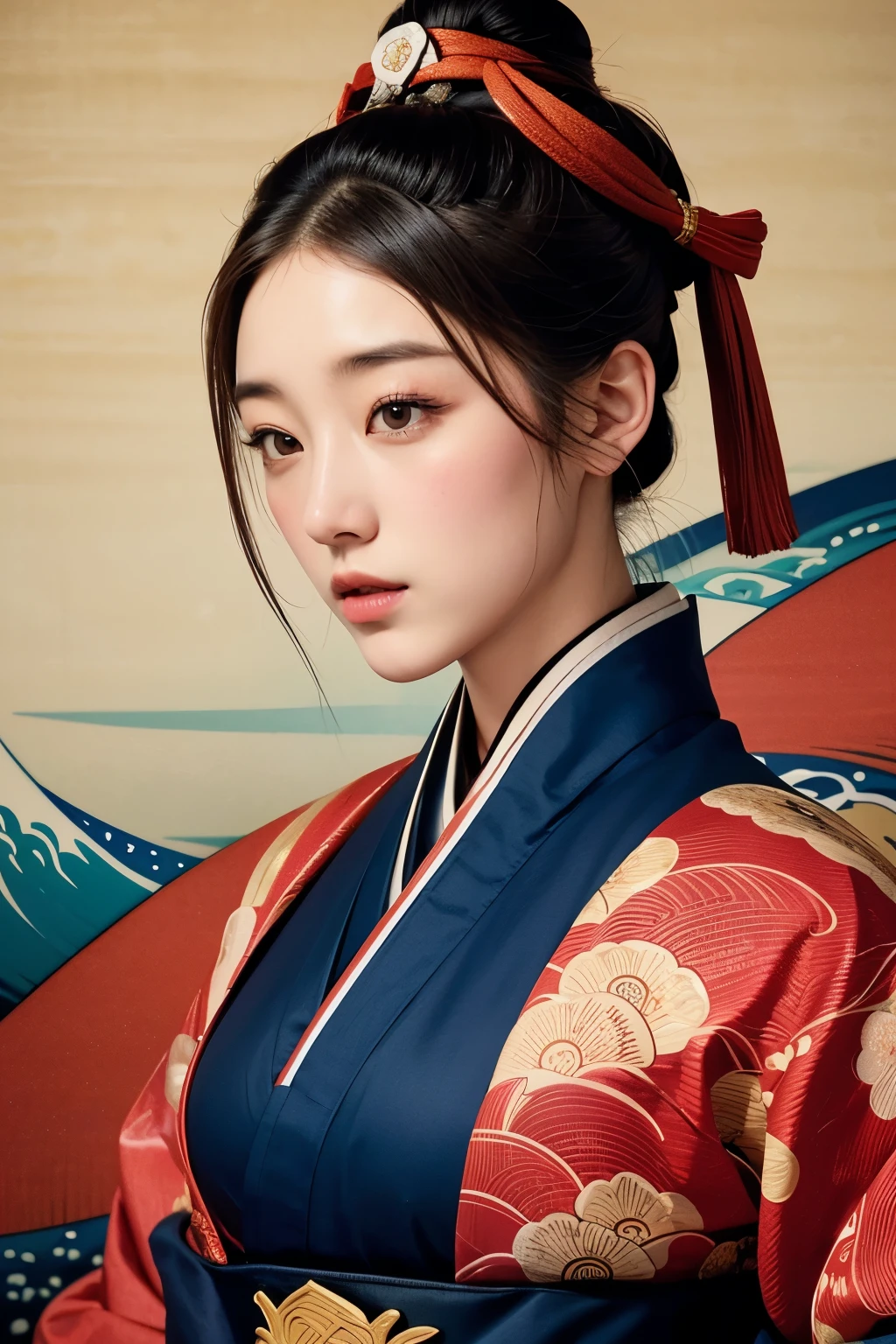 (masseter muscle film、top quality、Ukiyo-e style、Mystery、exquisite and beautiful、official art、Sharaku:1.2)、The Great Wave off Kanagawa