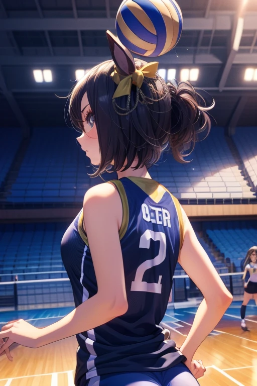 air groove \(umamusume\), volleyball, multiple girls, sportswear, stadium