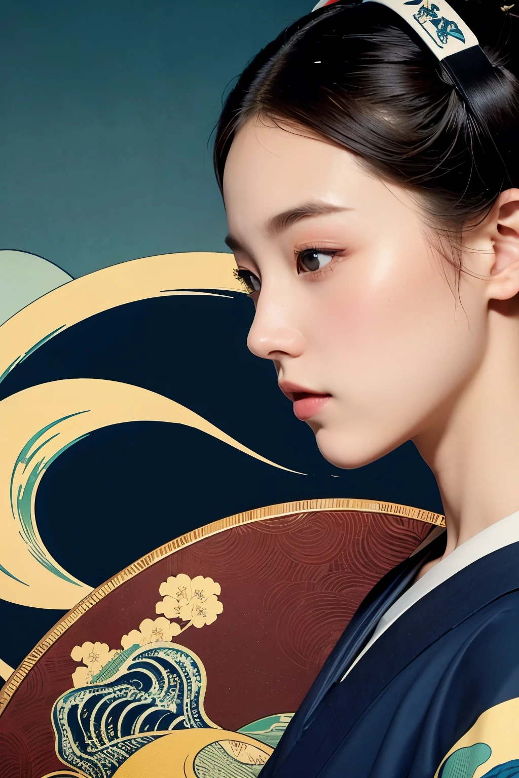 (masseter muscle film、top quality、Ukiyo-e style、Mystery、exquisite and beautiful、official art、Sharaku:1.2)、The Great Wave off Kanagawa