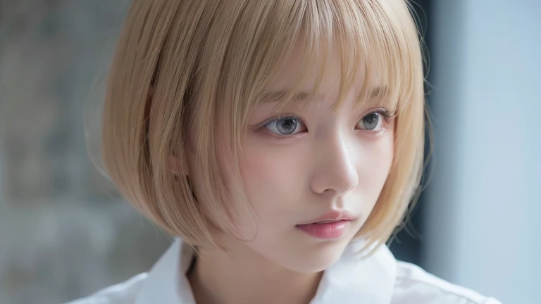 (Bob Cut Hair, Platinum Blonde Hair:1.2),(Wearing school uniform:1.2),1 girl,Japanese,21 years old,(Small breasts:1.3),(highest quality,masterpiece:1.3,超A high resolution,),(Ultra-detailed,Caustics),(Photorealistic:1.4,RAW shooting,)Ultra-Realistic Capture,Very detailed,High resolution 16K human skin close-up。 Natural skin texture、,Pores、、It needs to be detailed enough to be easily identifiable。 Skin should be even-toned and healthy looking。 Use natural light and colour, Sad expression, Looking at the camera, Perfect dynamic composition, Outdoor