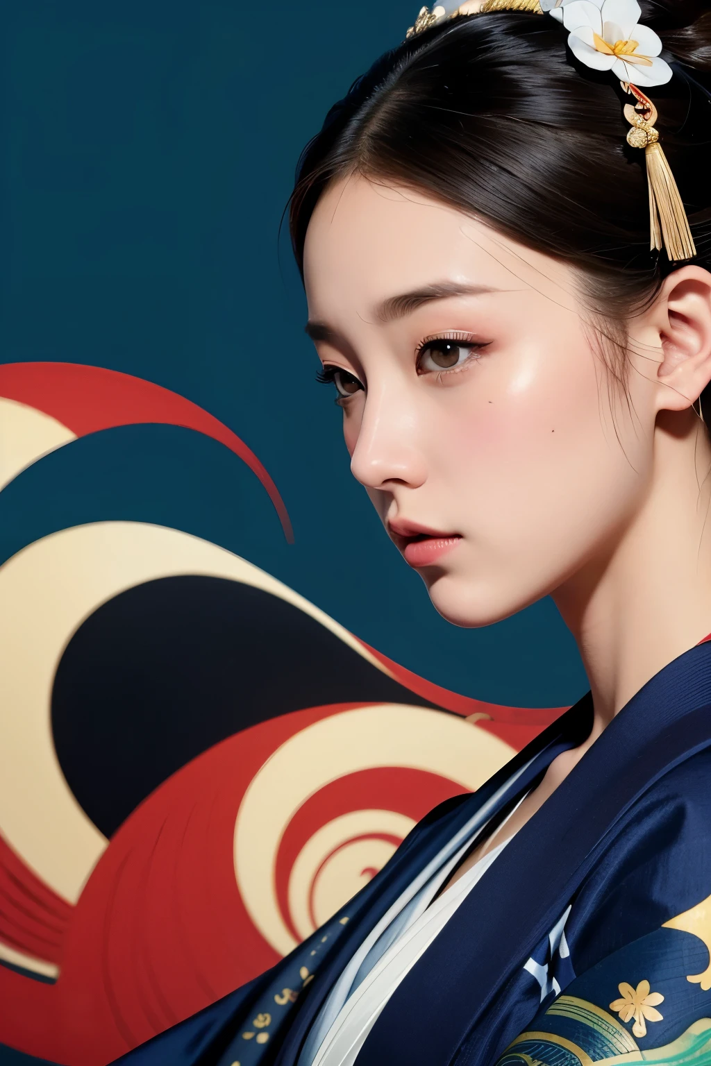 (masseter muscle film、top quality、Ukiyo-e style、Mystery、exquisite and beautiful、official art、Sharaku:1.2)、The Great Wave off Kanagawa