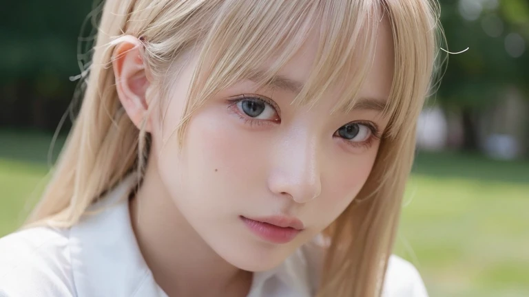 (Long Hair, bangs, Platinum Blonde Hair:1.2),(Wear a blazer:1.2),1 girl,Japanese,21 years old,(Small breasts:1.3),(highest quality,masterpiece:1.3,超A high resolution,),(Ultra-detailed,Caustics),(Photorealistic:1.4,RAW shooting,)Ultra-Realistic Capture,Very detailed,High resolution 16K human skin close-up。 Natural skin texture、,Pores、、It needs to be detailed enough to be easily identifiable。 Skin should be even-toned and healthy looking。 Use natural light and colour, Sad expression, Looking at the camera, Perfect dynamic composition, Outdoor