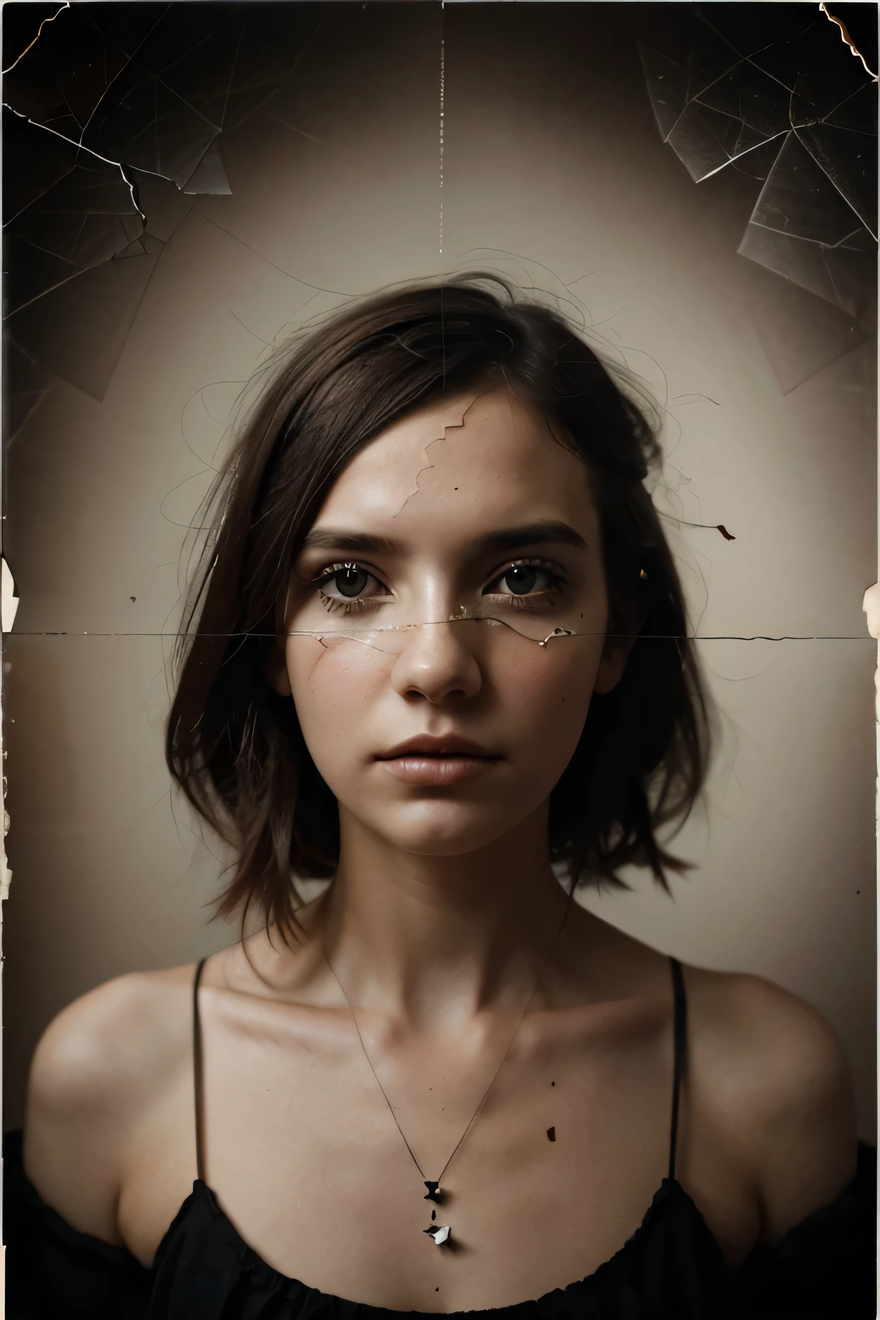 double exposure complex art by Alex Stoddard, Natalia Drepina and Brooke Shaden surreal postcard on a cracked paper, extremely dynamic, unusual , vintage