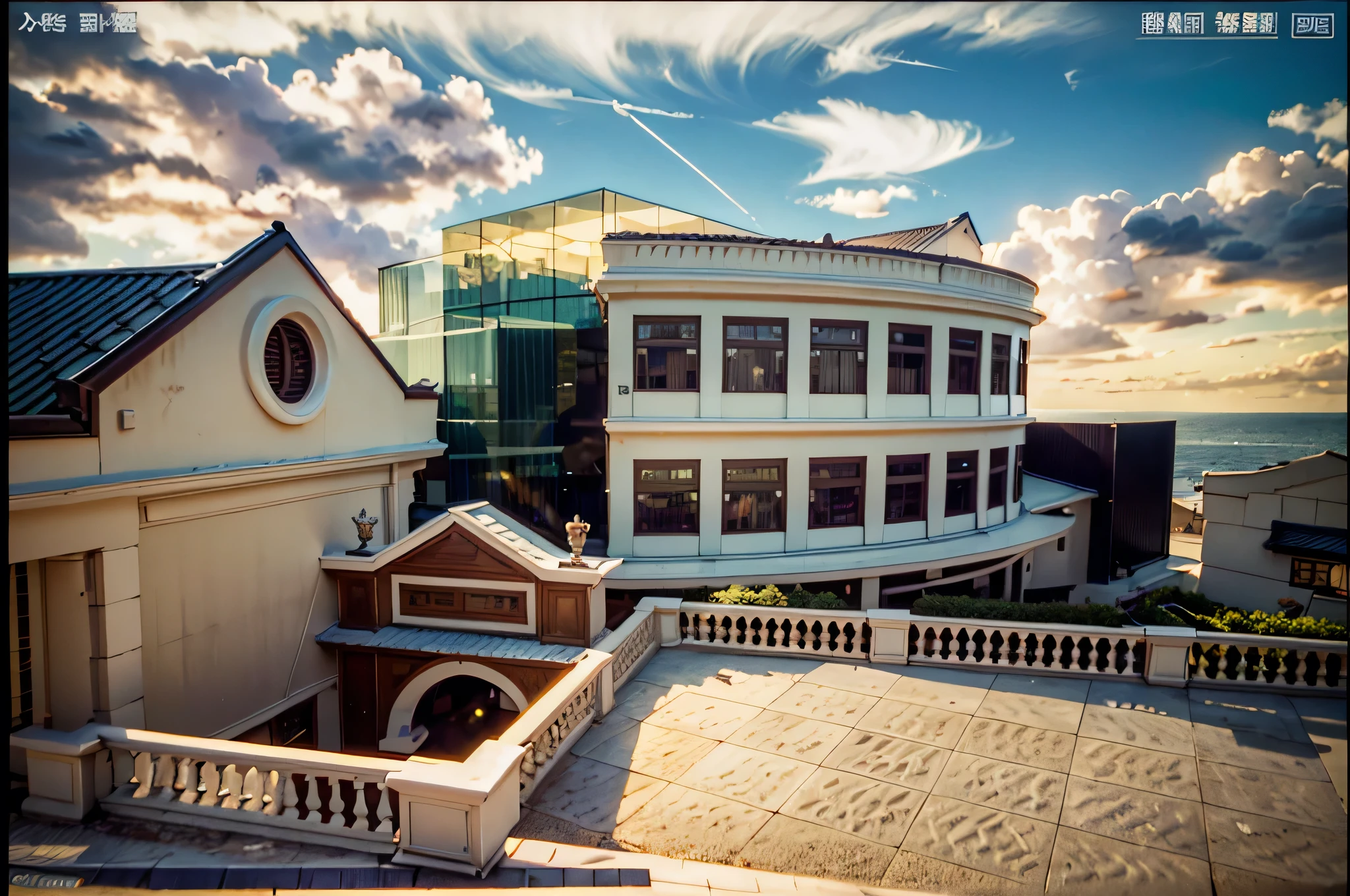 (((masterpiece))),((best quality)),ultra-detailed, (realistic, photorealistic, photo-realistic:1.37), Building exterior,Award-winning building exterior design,(European architecture:1.2),Chinese period architecture,Brand new building,Brand new building exterior