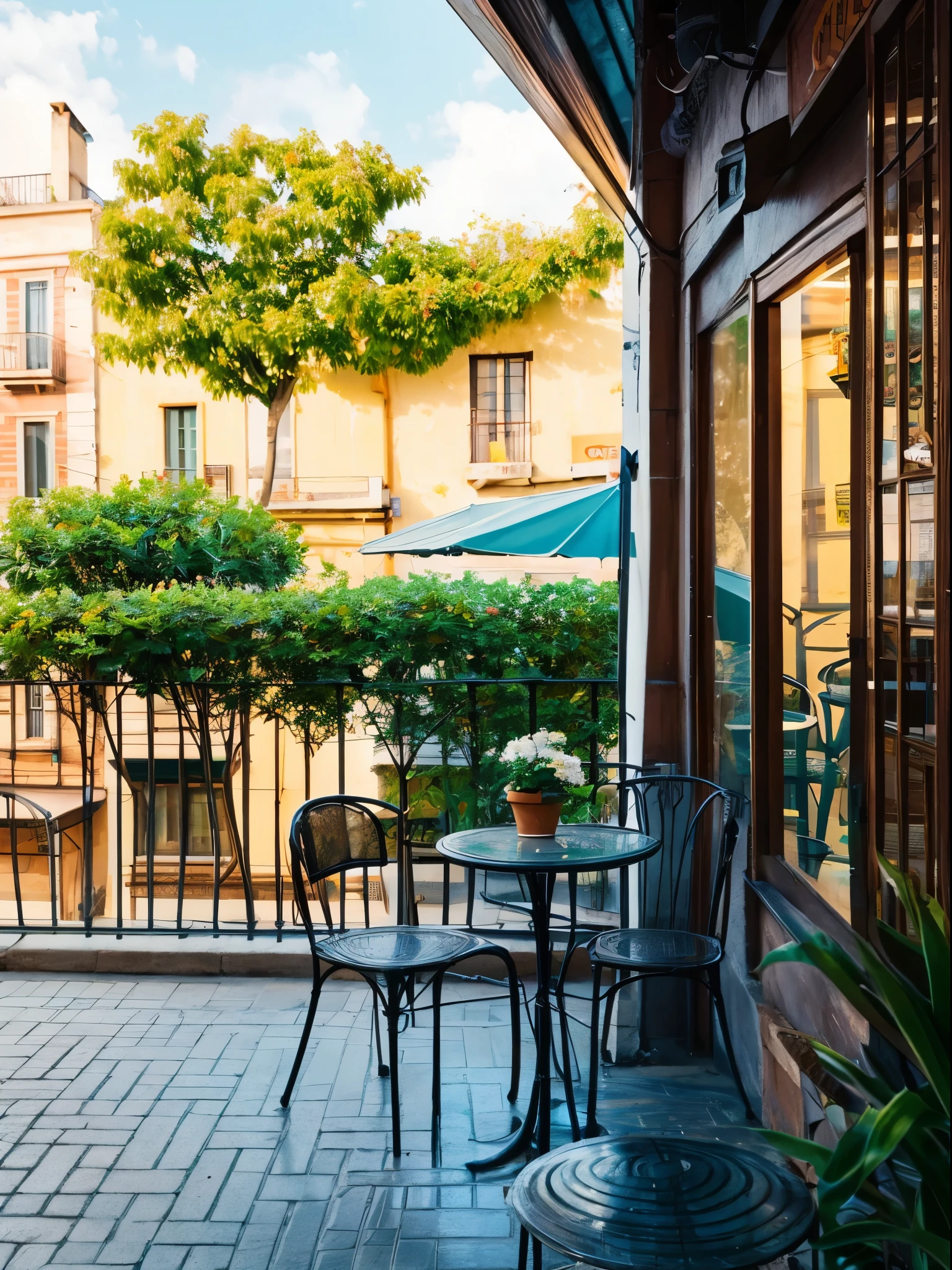 Cafe terrace seat background