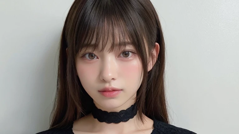 (Long Hair, bangs:1.2),(Put on a choker, Wear a black blouse:1.2),1 girl,Japanese,21 years old,(Small breasts:1.3),(highest quality,masterpiece:1.3,超A high resolution,),(Ultra-detailed,Caustics),(Photorealistic:1.4,RAW shooting,)Ultra-Realistic Capture,Very detailed,High resolution 16K human skin close-up。 Natural skin texture、,Pores、、It needs to be detailed enough to be easily identifiable。 Skin should be even-toned and healthy looking。 Use natural light and colour, Sad expression, Looking at the camera, Perfect dynamic composition, Outdoor