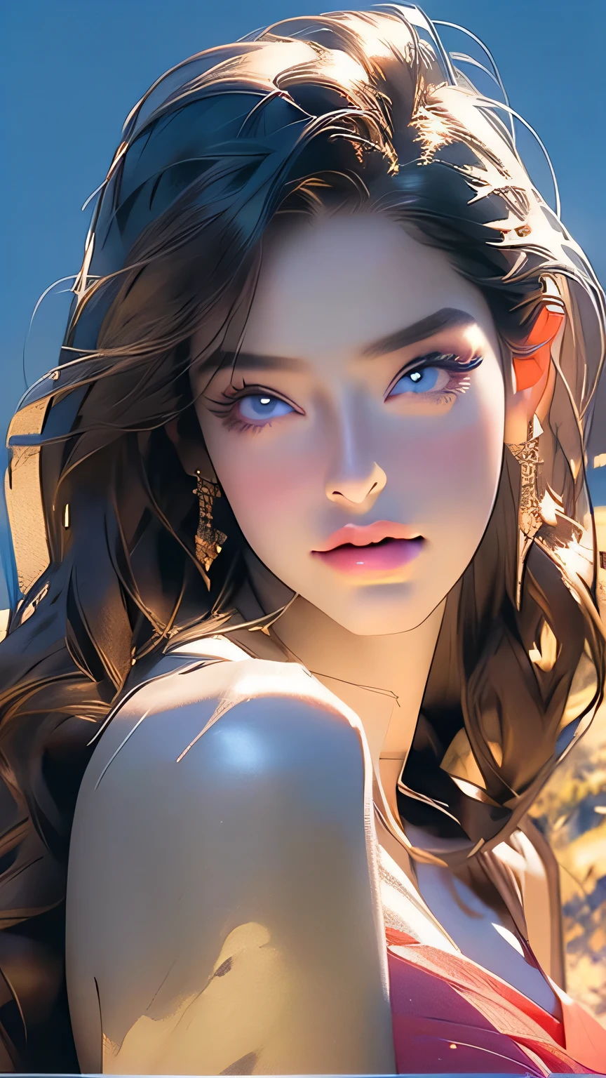 beautiful woman wearing a dress,Upper body portrait、8k,Beautiful details in the eyes,Dindal effect、masterpiece, 最high quality, high quality, High resolution、Super detailed photos、(Natural skin texture、Detailed skin、Hyperrealism、Ultra Sharpness)、Skin with attention to detail、(Very detailed、Detailed skin texture、Intricate details、Beautiful Face、(A vivid face)、Realistic eyes、Beautiful and fine details、Realistic Skin、Beautiful skins、Surreal、Very detailed、Golden Ratio、((Night moonlight background))、Upper body portrait