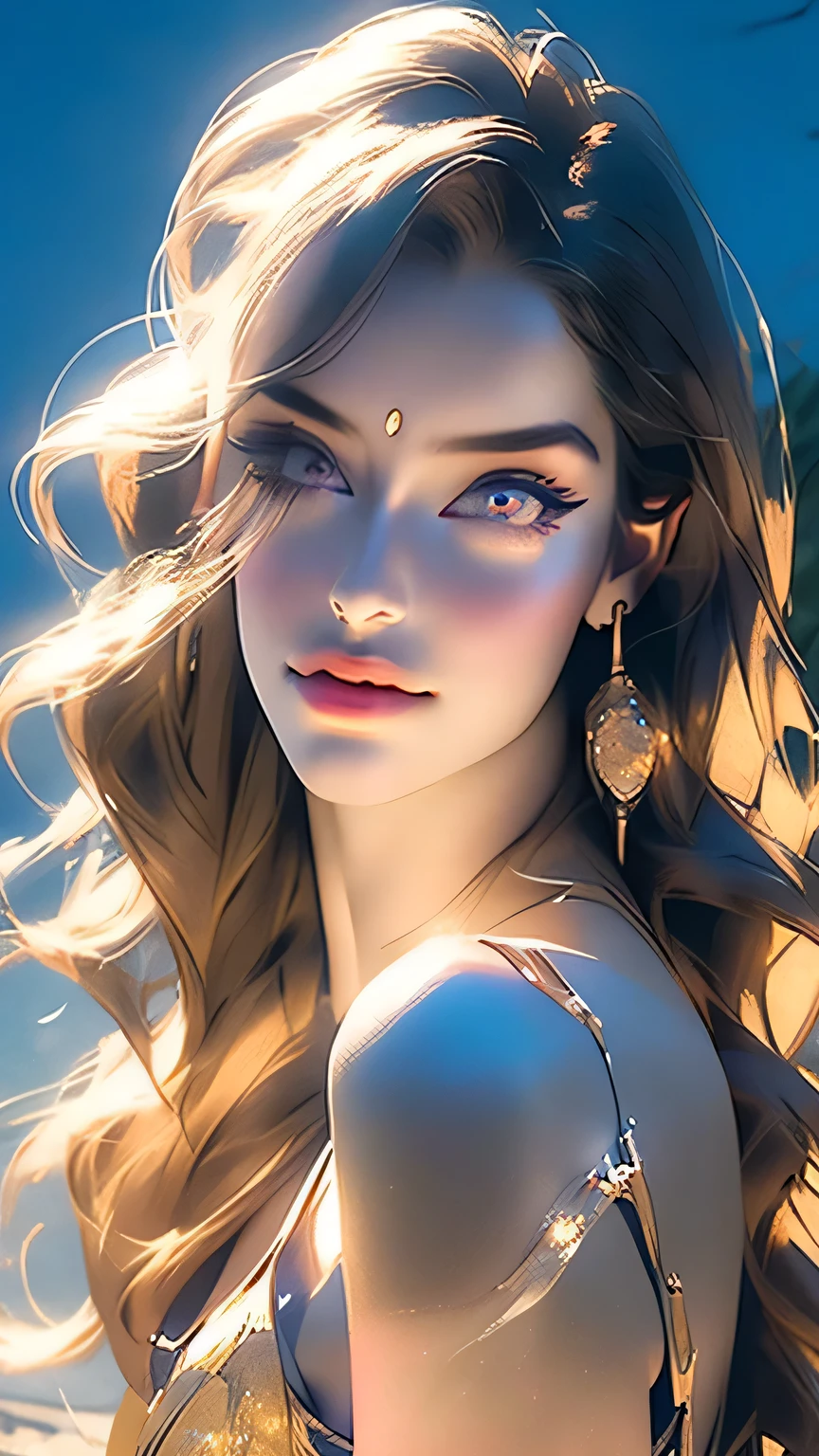beautiful woman wearing a dress,Full body portrait、8k,Beautiful details in the eyes,Dindal effect、masterpiece, 最high quality, high quality, High resolution、Super detailed photos、(Natural skin texture、Detailed skin、Hyperrealism、Ultra Sharpness)、Skin with attention to detail、(Very detailed、Detailed skin texture、Intricate details、Beautiful Face、(A vivid face)、Realistic eyes、Beautiful and fine details、Realistic Skin、Beautiful skins、Surreal、Very detailed、Golden Ratio、((Night moonlight background))、Full body portrait