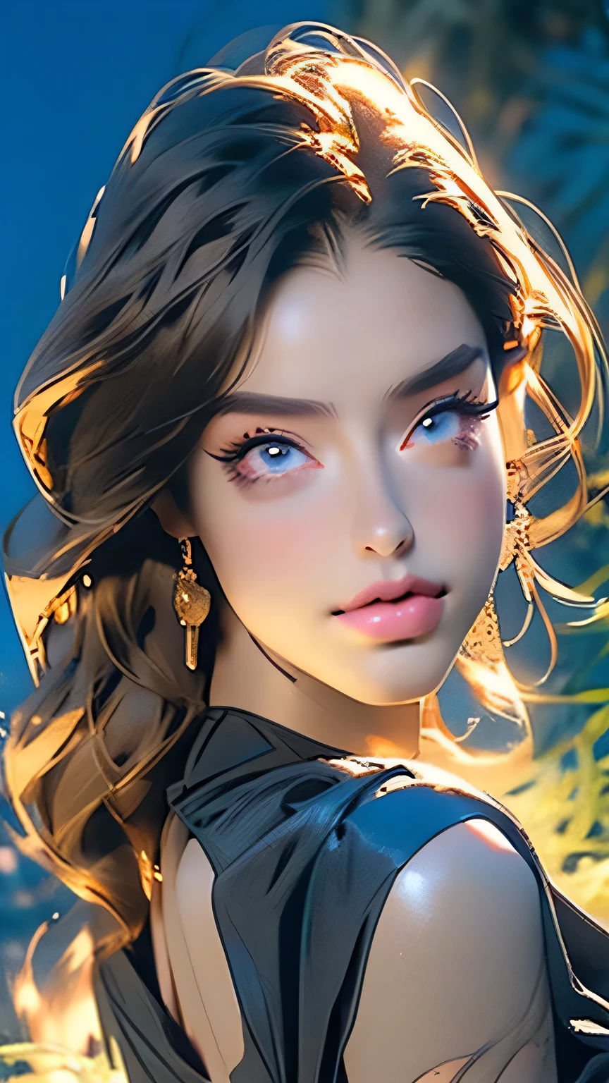 beautiful woman wearing a dress,Full body portrait、8k,Beautiful details in the eyes,Dindal effect、masterpiece, 最high quality, high quality, High resolution、Super detailed photos、(Natural skin texture、Detailed skin、Hyperrealism、Ultra Sharpness)、Skin with attention to detail、(Very detailed、Detailed skin texture、Intricate details、Beautiful Face、(A vivid face)、Realistic eyes、Beautiful and fine details、Realistic Skin、Beautiful skins、Surreal、Very detailed、Golden Ratio、((Night moonlight background))、Full body portrait