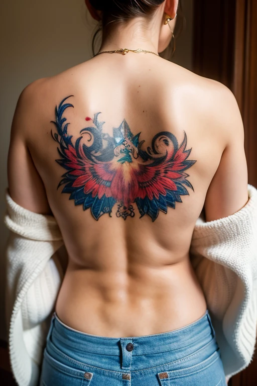 ((highest quality)), ((masterpiece)),Back Tattoo