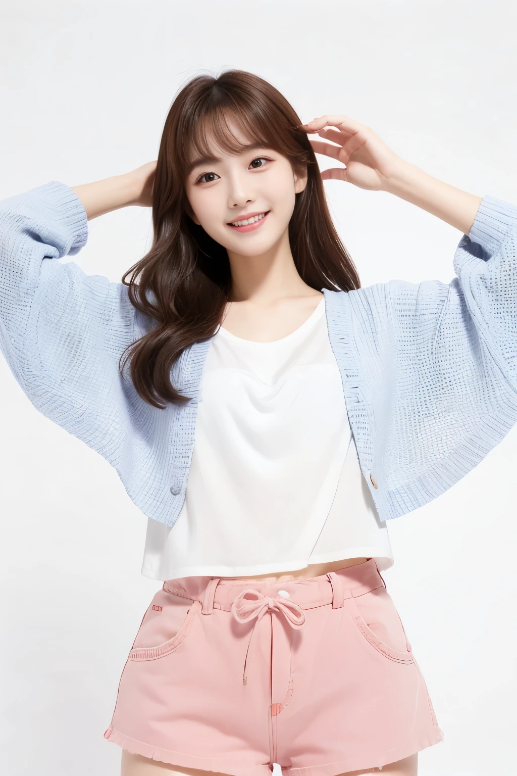 South Korea　Beauty　clothes　smile　White background
