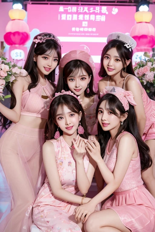1 Arafad image of a group of Asian women posing for a photo,(pink color),cgstation trends,pink color皮膚,cgstation trends,pink color幫派肖像,January),ulzzang,(pink color),pink color衣服, Trending on bbwchan, yanjun Chengt, Girls' Generation, 淡pink color膚色 2 一群亞洲女性擺姿勢拍照的阿拉法德圖像,Xi Gang's album cover,instagram,tachisme,(pink color),cgstation trends,pink color皮膚,cgstation trends,portrait of pink gang,January) , ulzzang, ((pink color)), pink color的衣服, Trending on bbwchan