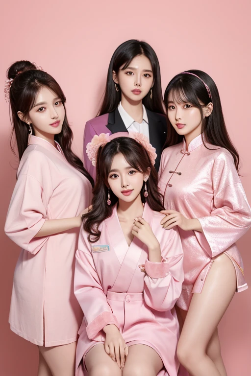 1 Arafad image of a group of Asian women posing for a photo,(pink color),cgstation trends,pink color皮膚,cgstation trends,pink color幫派肖像,January),ulzzang,(pink color),pink color衣服, Trending on bbwchan, yanjun Chengt, Girls' Generation, 淡pink color膚色 2 一群亞洲女性擺姿勢拍照的阿拉法德圖像,Xi Gang's album cover,instagram,tachisme,(pink color),cgstation trends,pink color皮膚,cgstation trends,portrait of pink gang,January) , ulzzang, ((pink color)), pink color的衣服, Trending on bbwchan